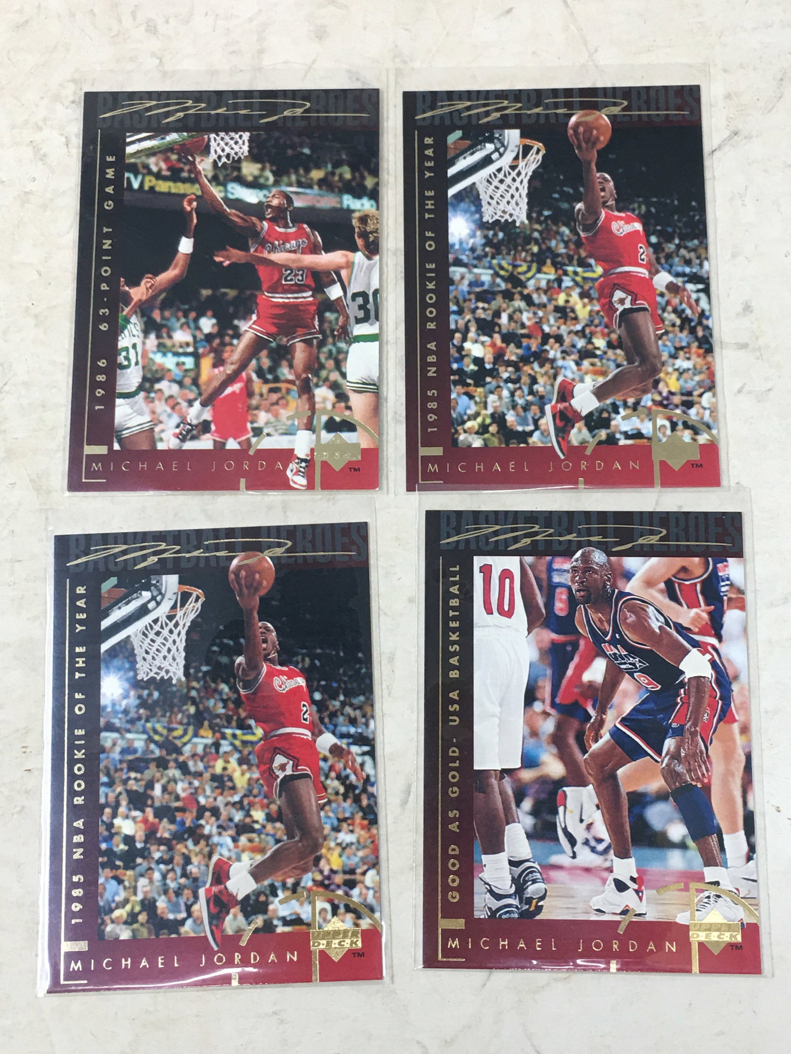 (4) 1994 Upper Deck Michael Jordan Cards, #37, #38, #42 (1 of 2)