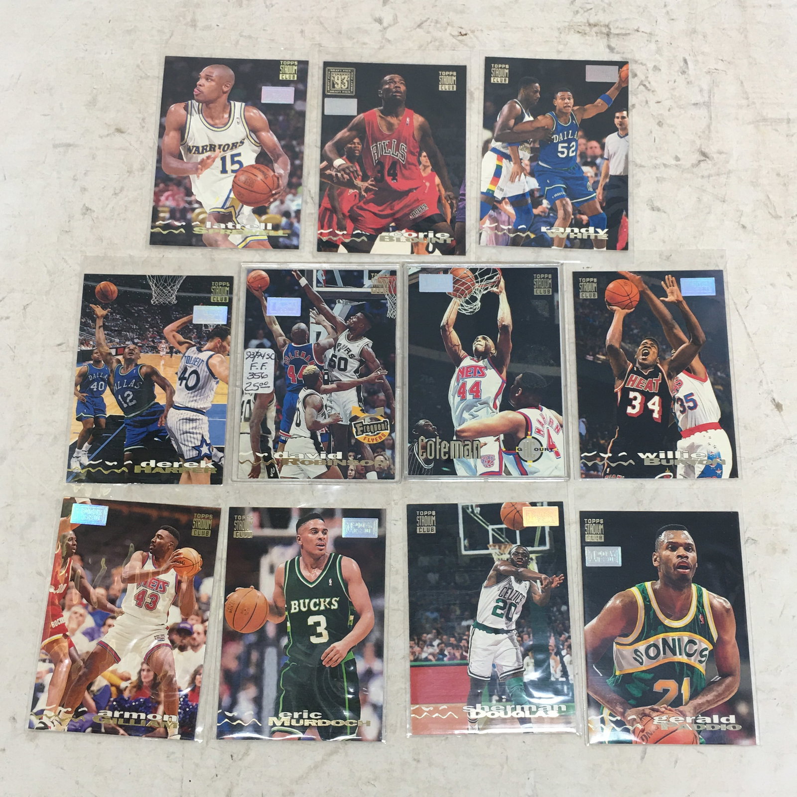 (11) 1993-94 Topps Stadium Club First Day Issue Basketball Cards (1 of 2)