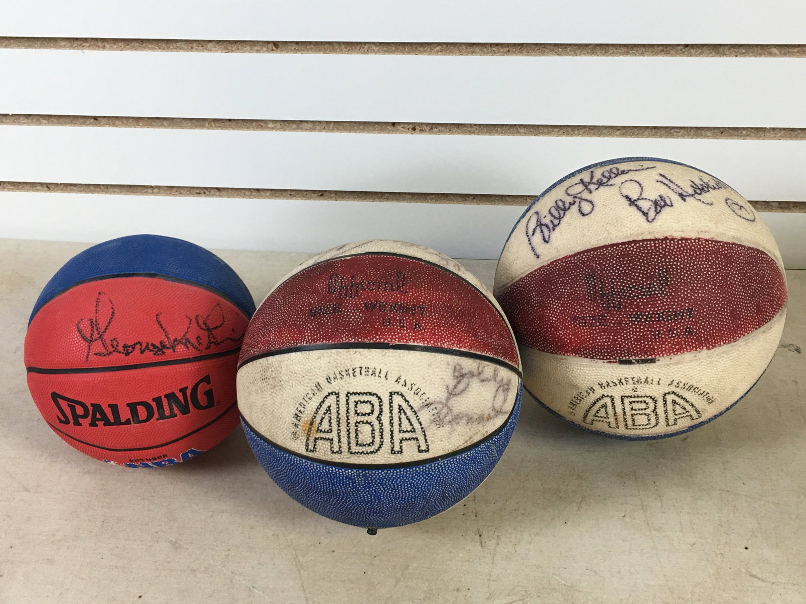 Autographed Indiana Pacers Team Basketballs: Autographed Indiana Pacers Team Basketballs. Signed by George McGinnis, Billy Keller & others. No COA.