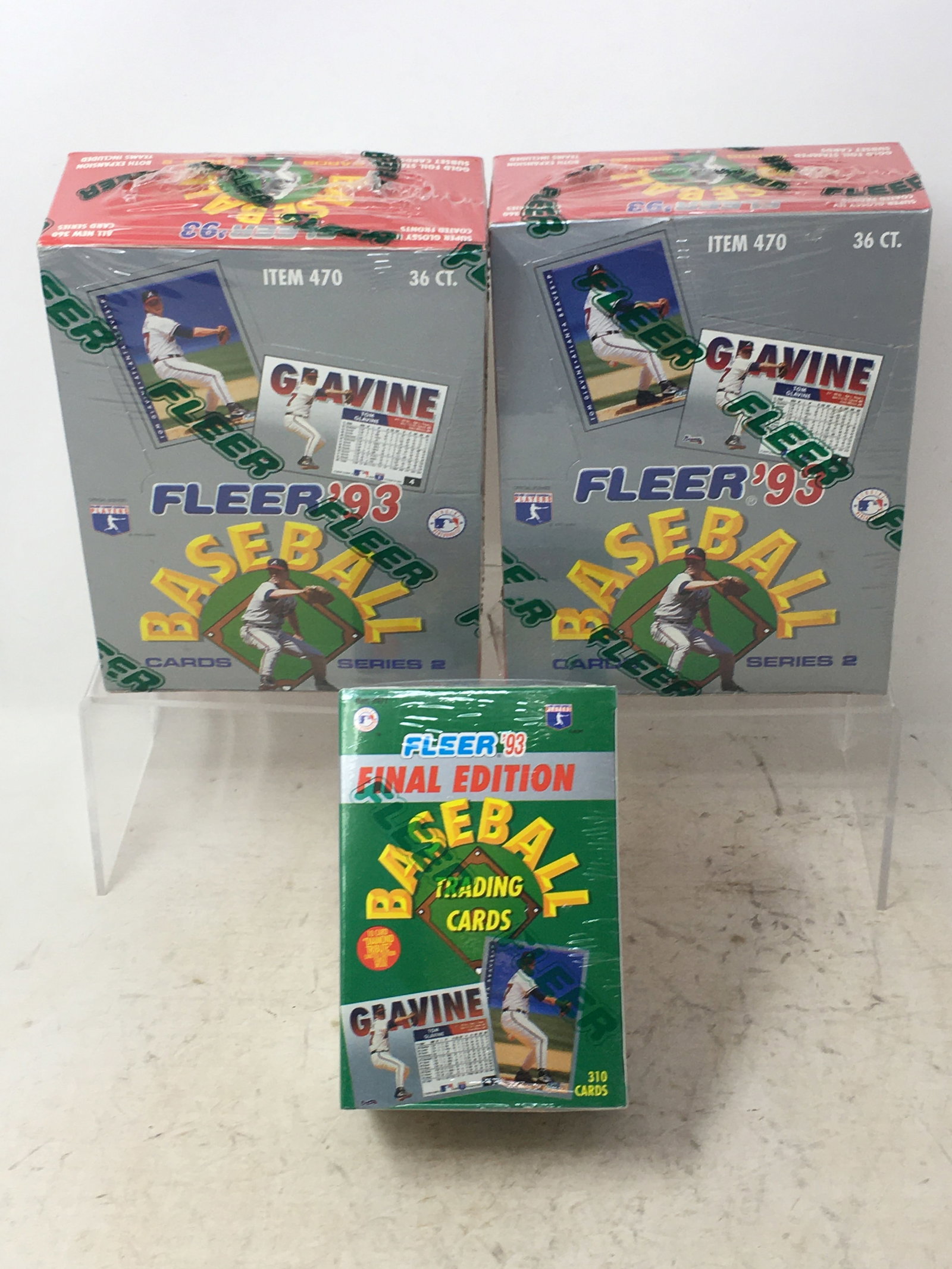 (2) 1993 Fleer Baseball Card Boxes; Final Edition Box, All Sealed: 1) (2) 1993 Fleer Baseball Card Boxes , 36 Packs/Box; 2) Final Edition Box, 310 Cards. All factory sealed.