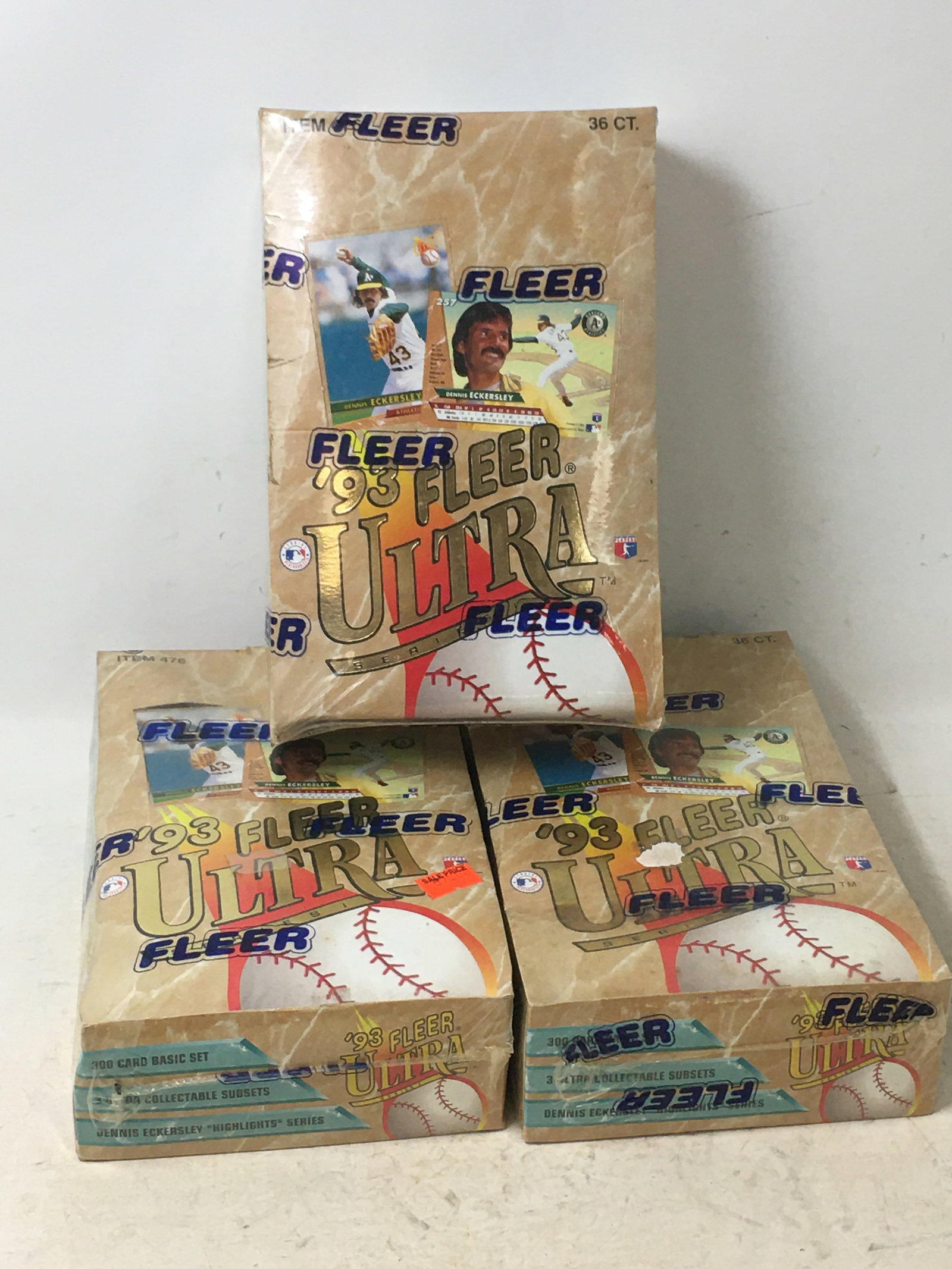 (3) 1993 Fleer Ultra Baseball Cards, Sealed Boxes: (3) 1993 Fleer Ultra Baseball Cards, Sealed Boxes, 36 Packs/Box