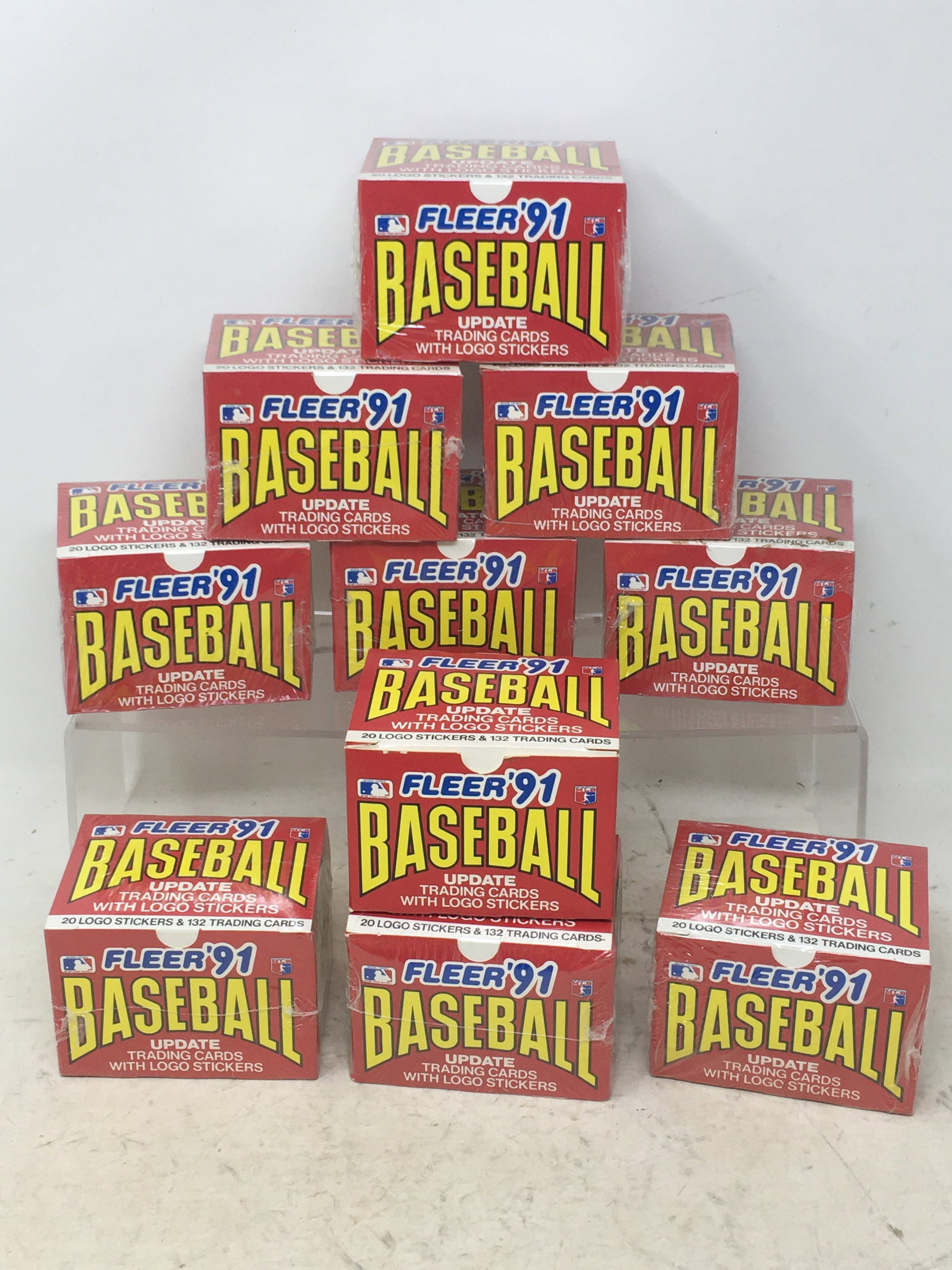 (10) Boxes 1991 Fleer Baseball Update Trading Cards, Logo Stickers (1 of 1)