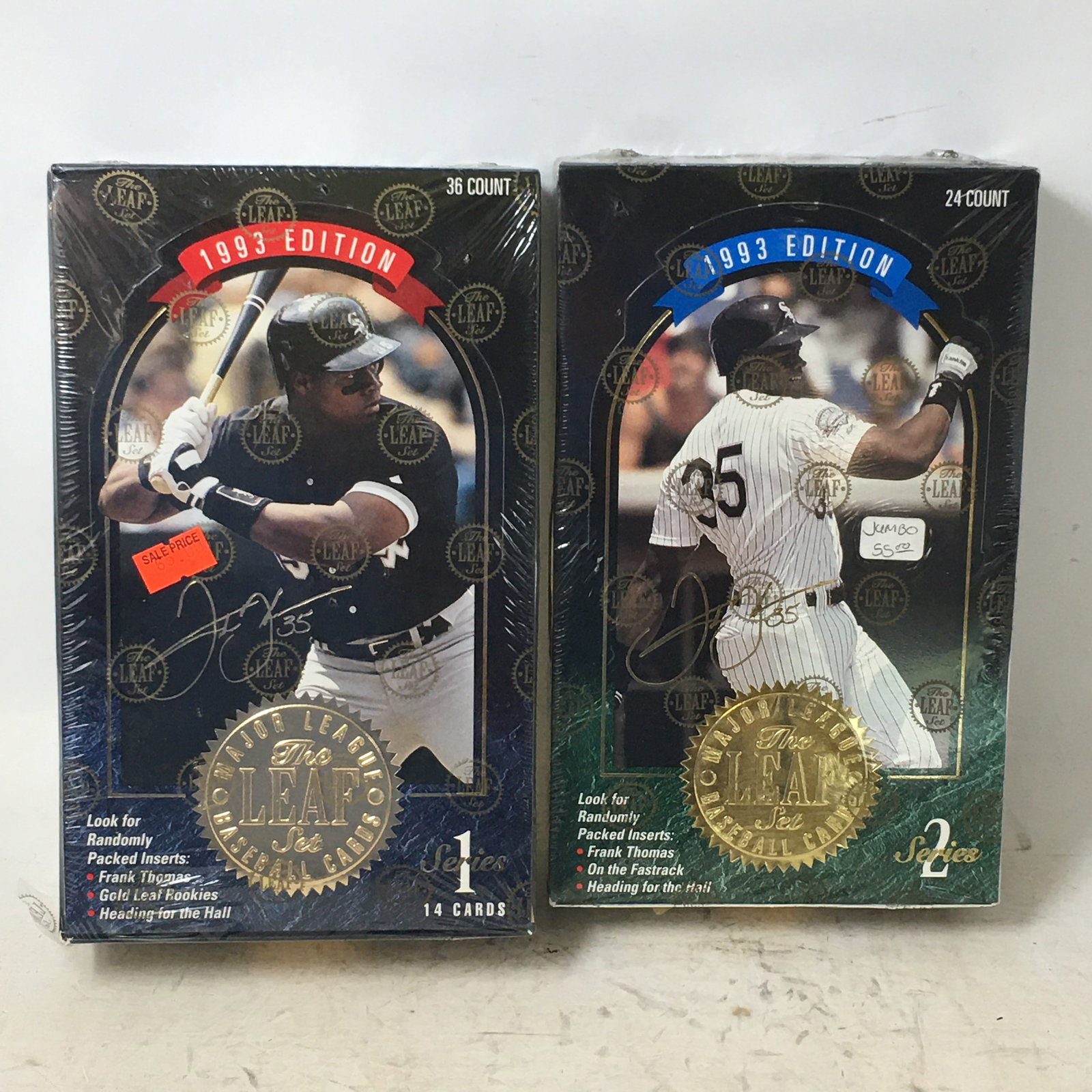 1993 The Leaf Set Baseball Cards, Series 1 & Series 2 Jumbo, Sealed Boxes: 1993 The Leaf Set Baseball Cards, Series 1 & 2, Sealed Boxes, 36 Count Series 1 and 24 Count Jumbo Series 2