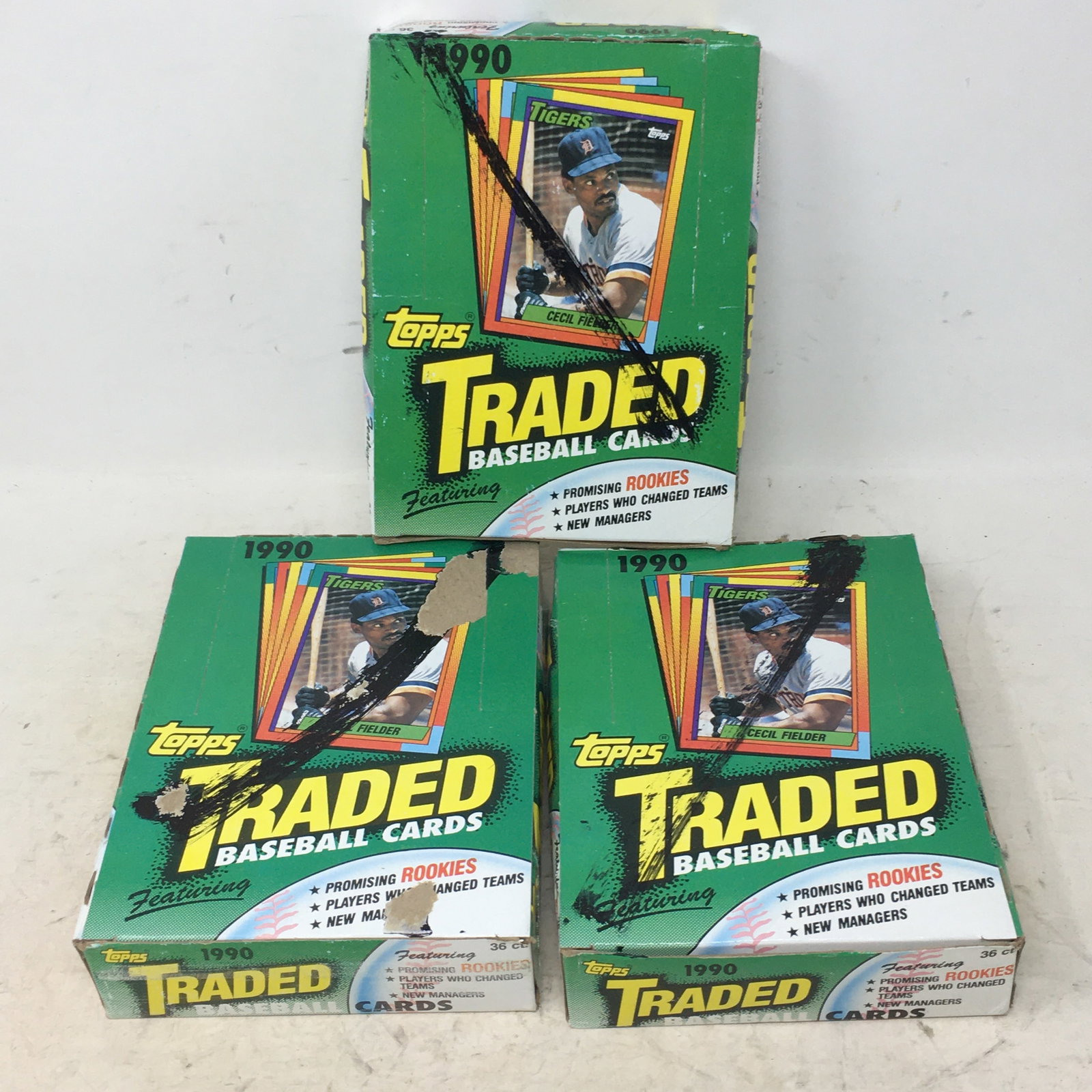 1990 Topps Traded Baseball Cards, (3) Full Boxes: 1990 Topps Traded Baseball Cards, (3) Full Boxes, 36 Sealed Wax Packs/ Box