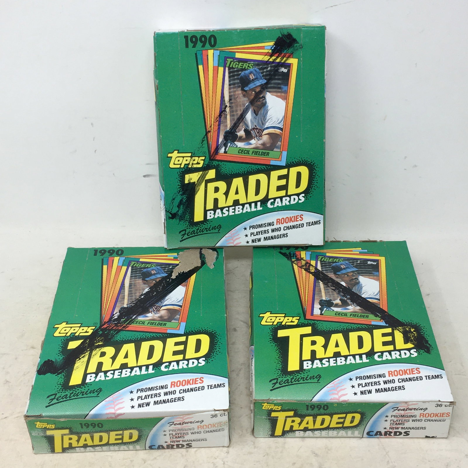 1990 Topps Traded Baseball Cards, (3) Full Boxes: 1990 Topps Traded Baseball Cards, (3) Full Boxes, 36 Sealed Wax Packs/ Box