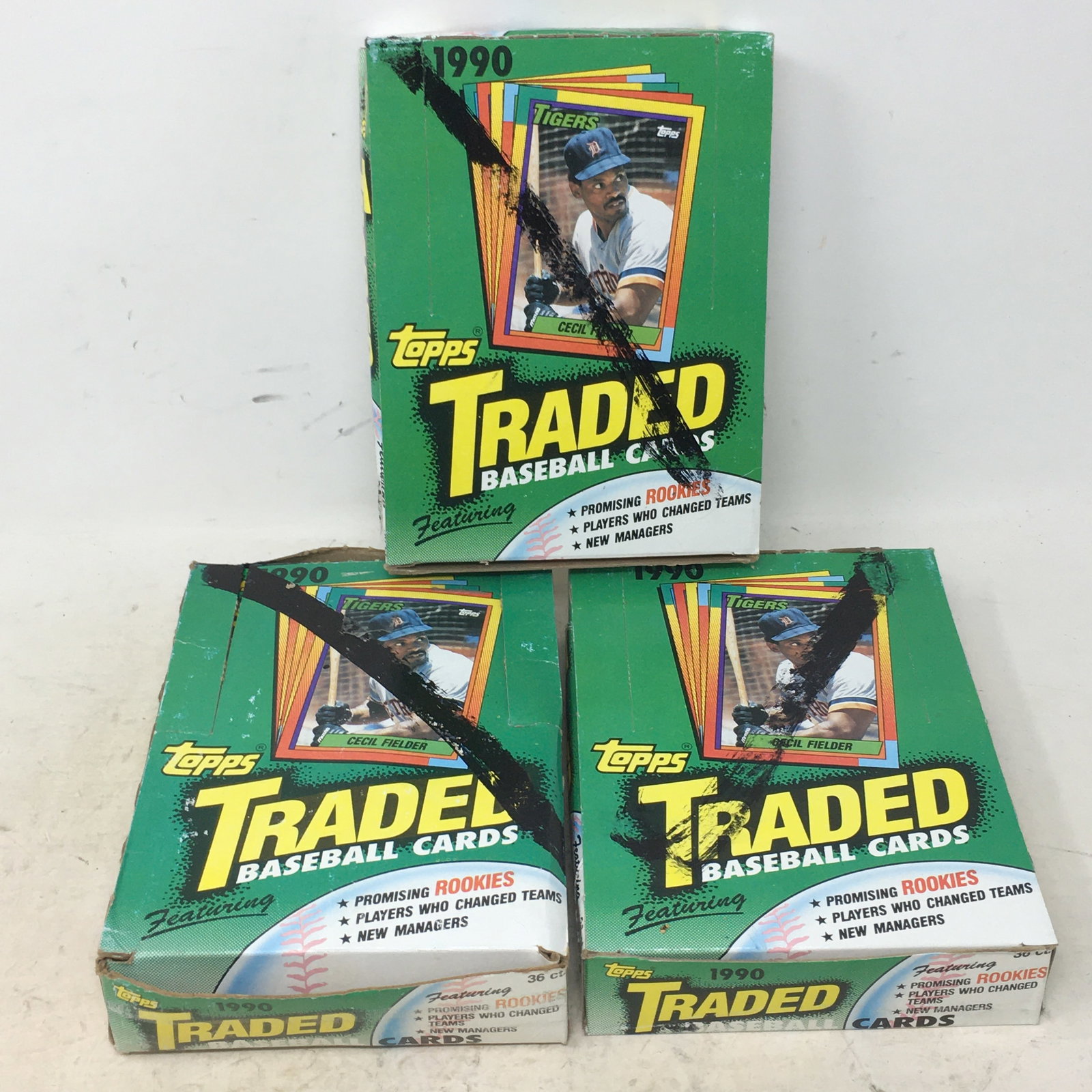 1990 Topps Traded Baseball Cards, (3) Full Boxes: 1990 Topps Traded Baseball Cards, (3) Full Boxes, 36 Sealed Wax Packs/ Box