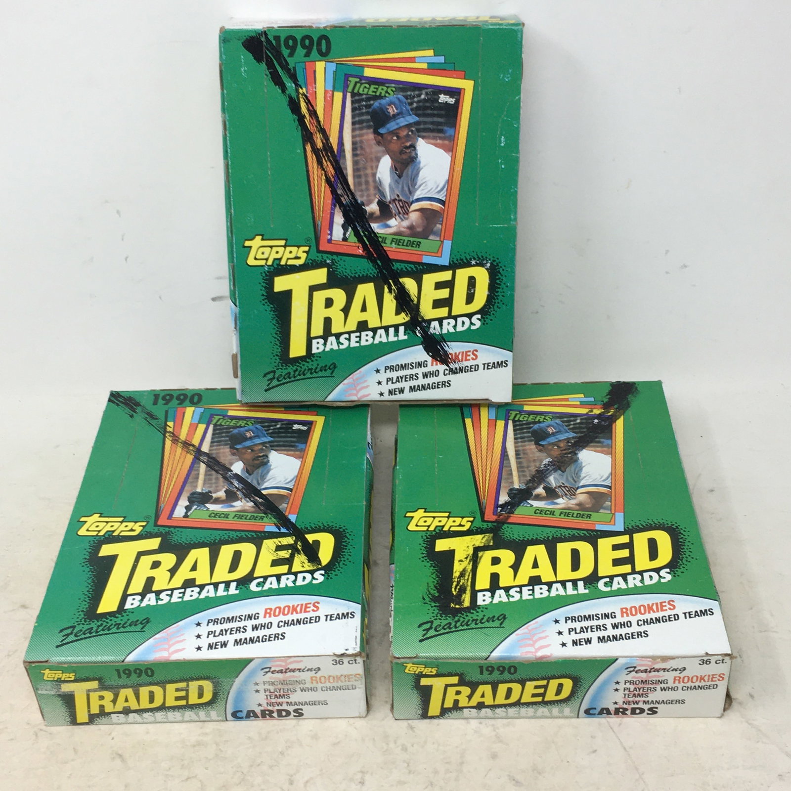 1990 Topps Traded Baseball Cards, (3) Full Boxes: 1990 Topps Traded Baseball Cards, (3) Full Boxes, 36 Sealed Wax Packs/ Box