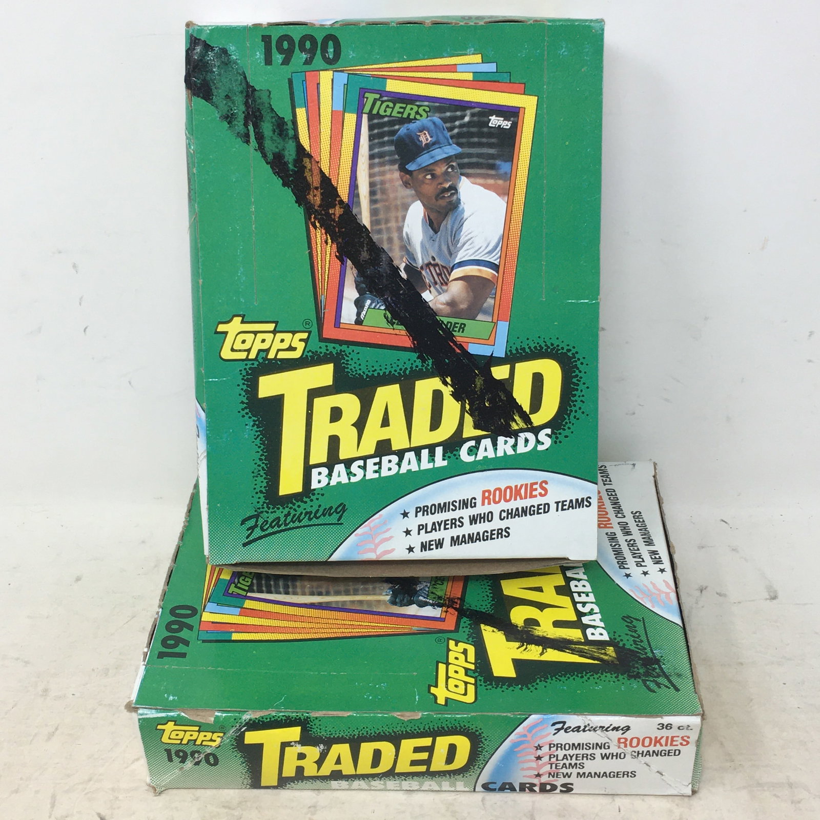 1990 Topps Traded Baseball Cards, (2) Full Boxes: 1990 Topps Traded Baseball Cards, (2) Full Boxes, 36 Sealed Wax Packs/ Box