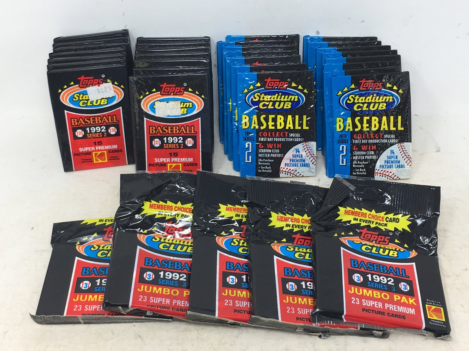 (34) 1992 & 1993 Topps Stadium Club Baseball Packs (1 of 1)