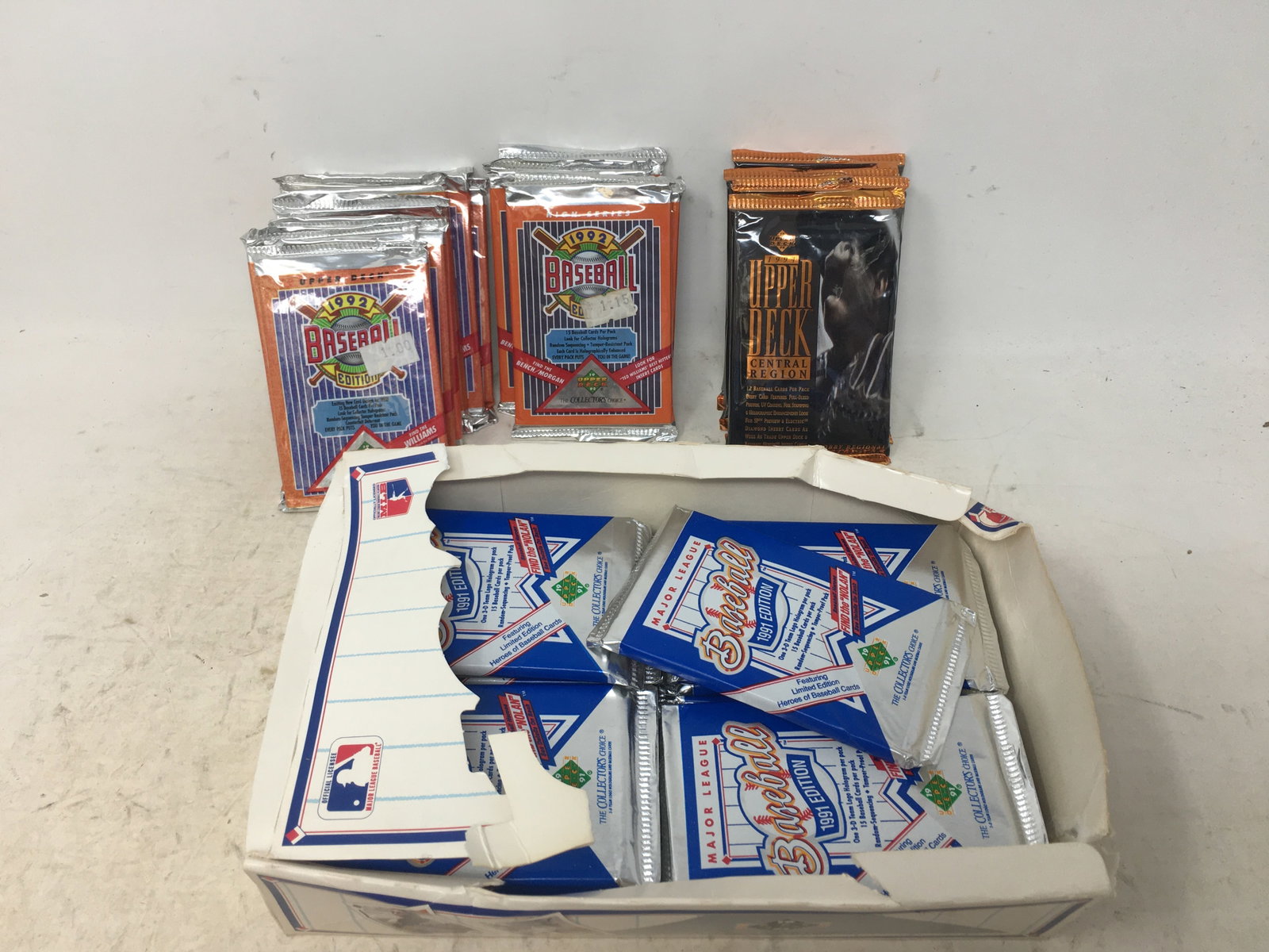 (34) 1990s Upper Deck Baseball Card Foil Packs (1 of 2)