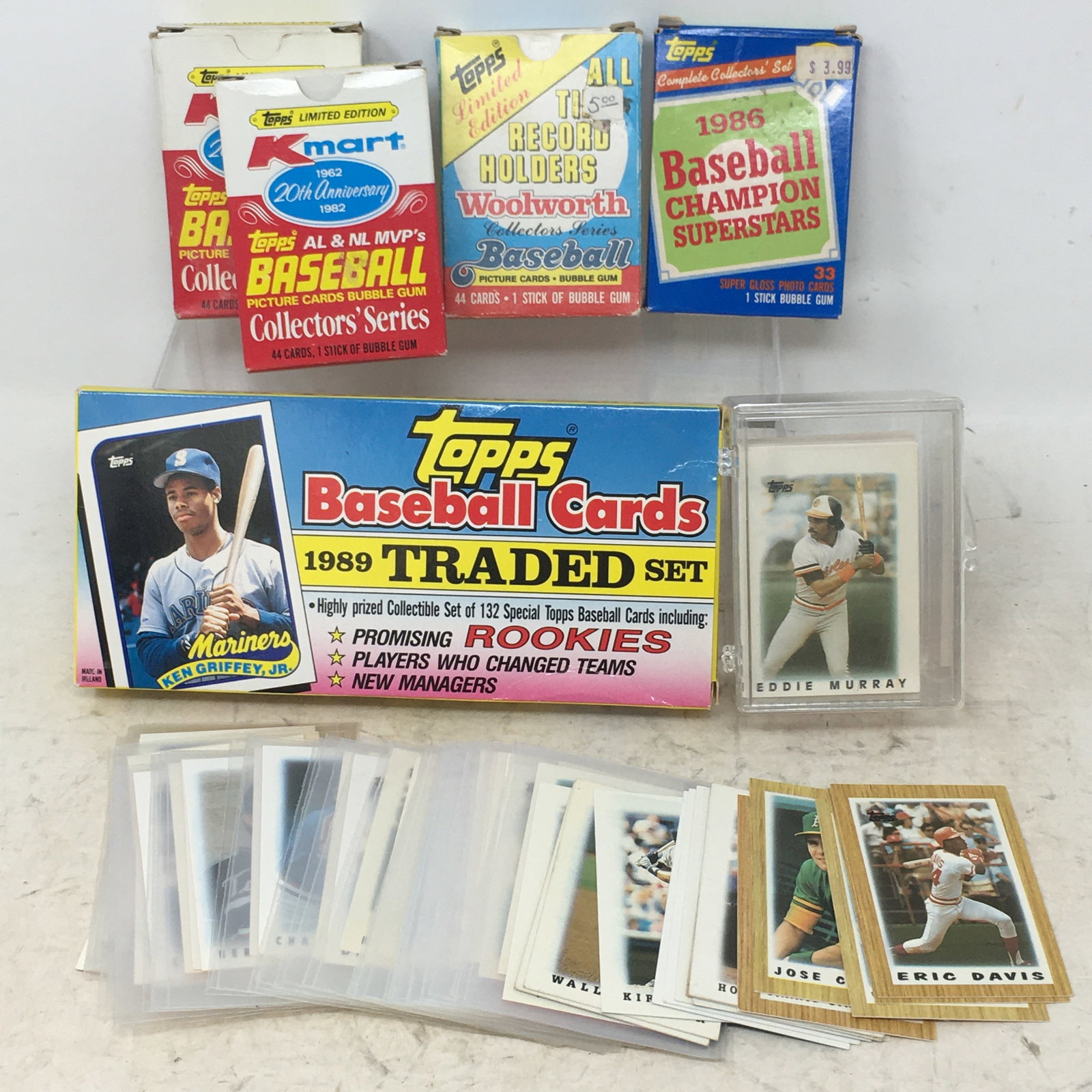 Vintage Topps Baseball Card Sets: Vintage Topps Baseball Card Sets, incl. 1989 Traded Set, Woolworth Collector's Series; Kmart 20th Anniversary Collector's Series; 1986 Baseball Champion Superstars, missing #17; 1986 Topps Major Leagu