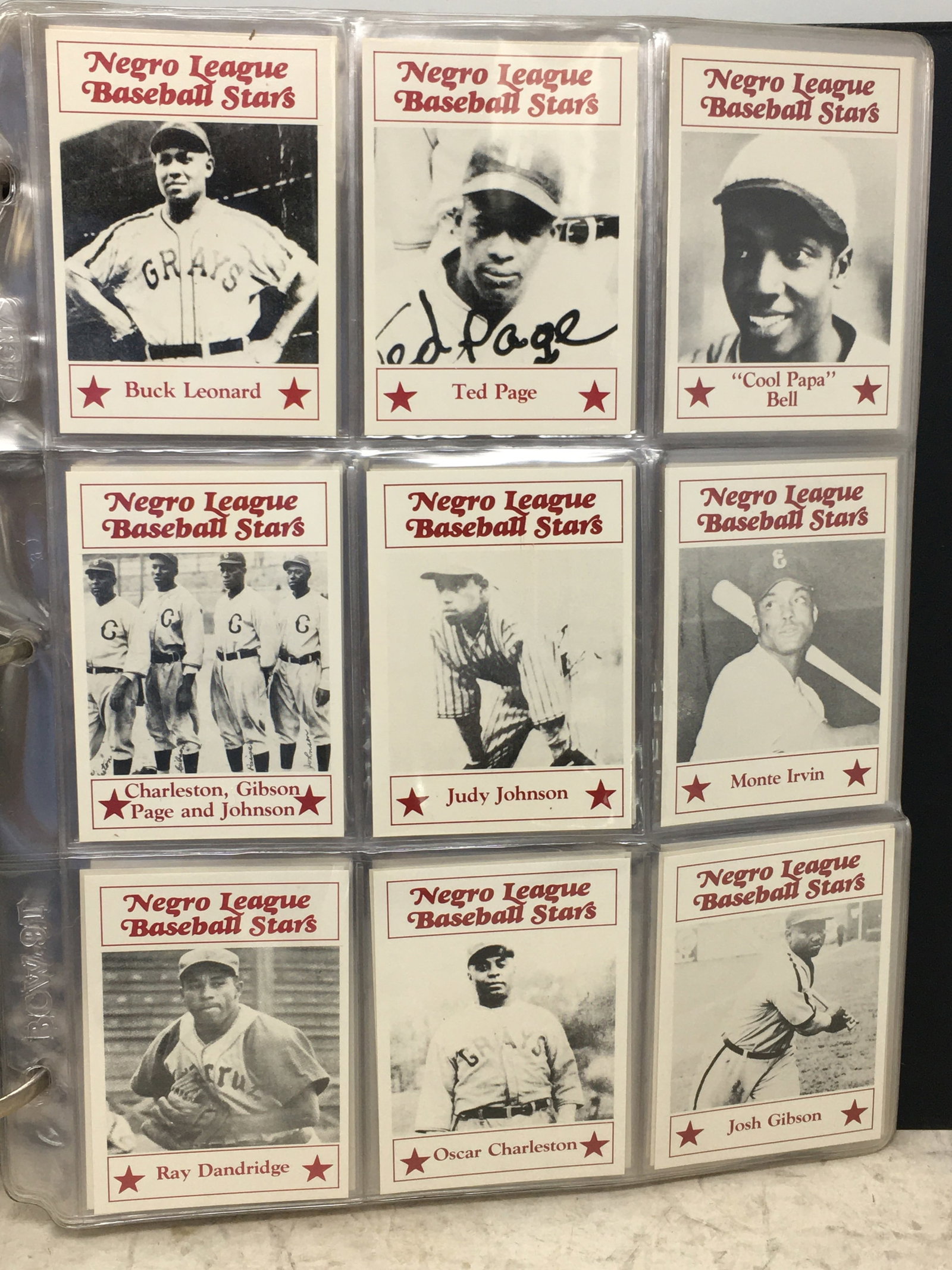 1986 Negro League Baseball Stars Complete Set: 1986 Negro League Baseball Stars Complete Set in binder, 119 Cards
