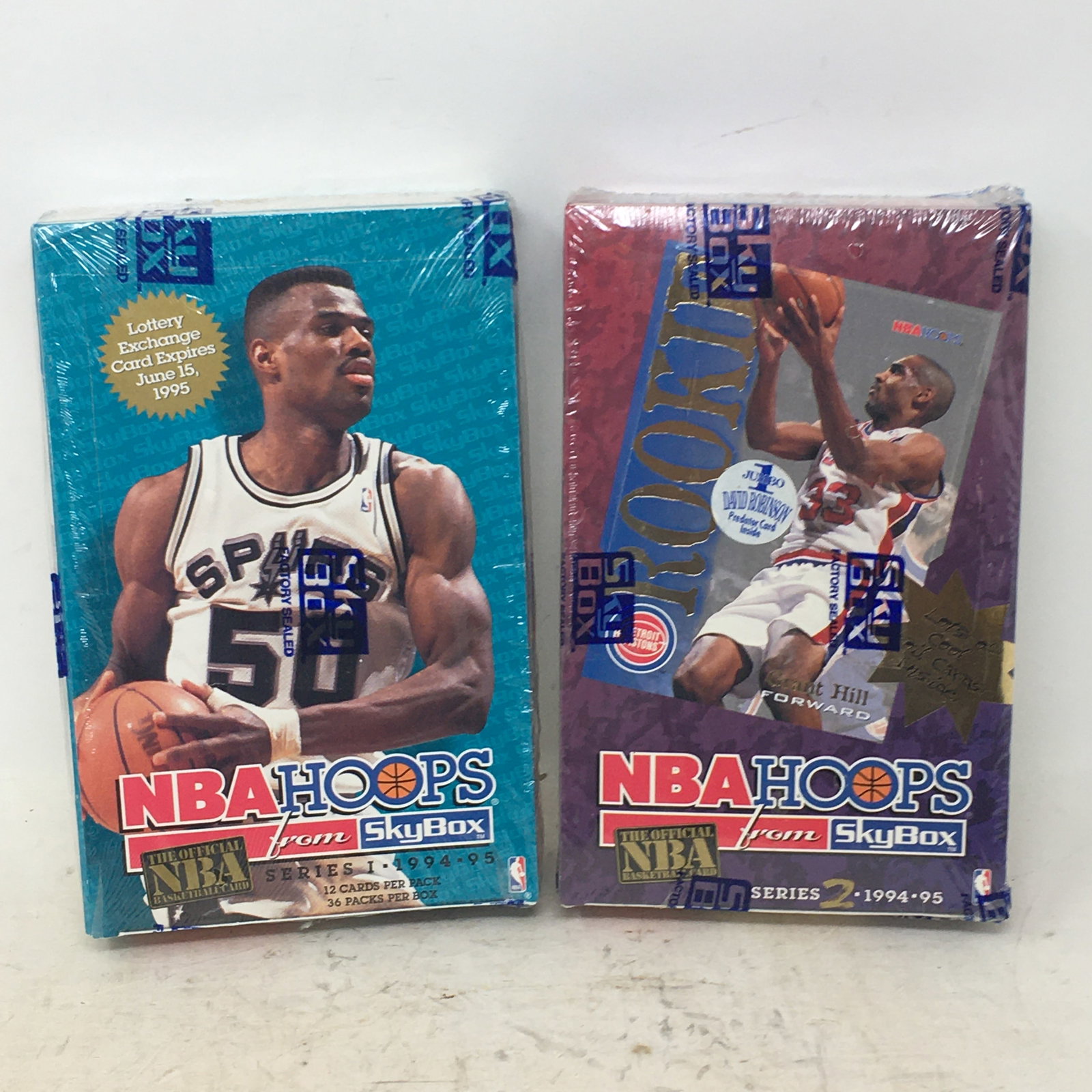 1994-95 NBA Hoops Series 1 & 2, Sealed Boxes: 1994-95 NBA Hoops from Skybox, Series 1 & 2 Basketball Cards, Sealed Boxes, 36 Packs/Box