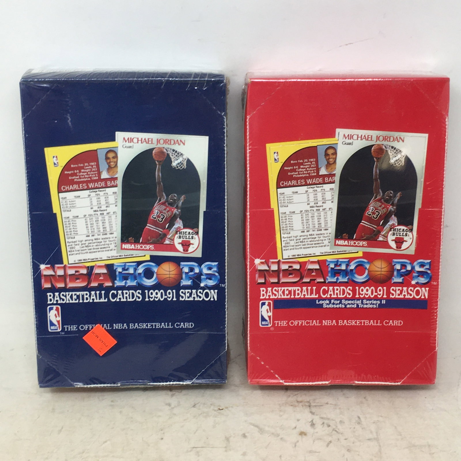 1990-91 NBA Hoops Series 1 & 2, Sealed Boxes: 1990-91 NBA Hoops Series 1 & 2, Sealed Boxes, Both have Michael Jordan on Front, 36 Packs/Box.
