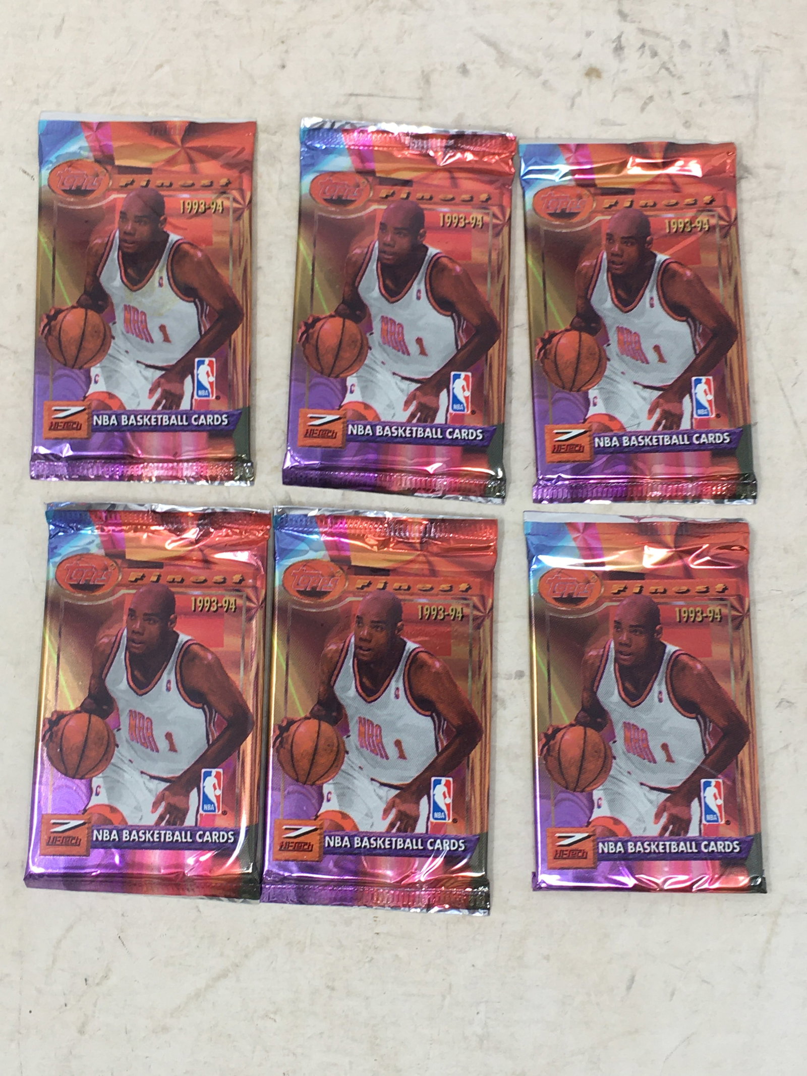 1993-94 Topps Finest Basketball, (6) Sealed Packs (1 of 2)