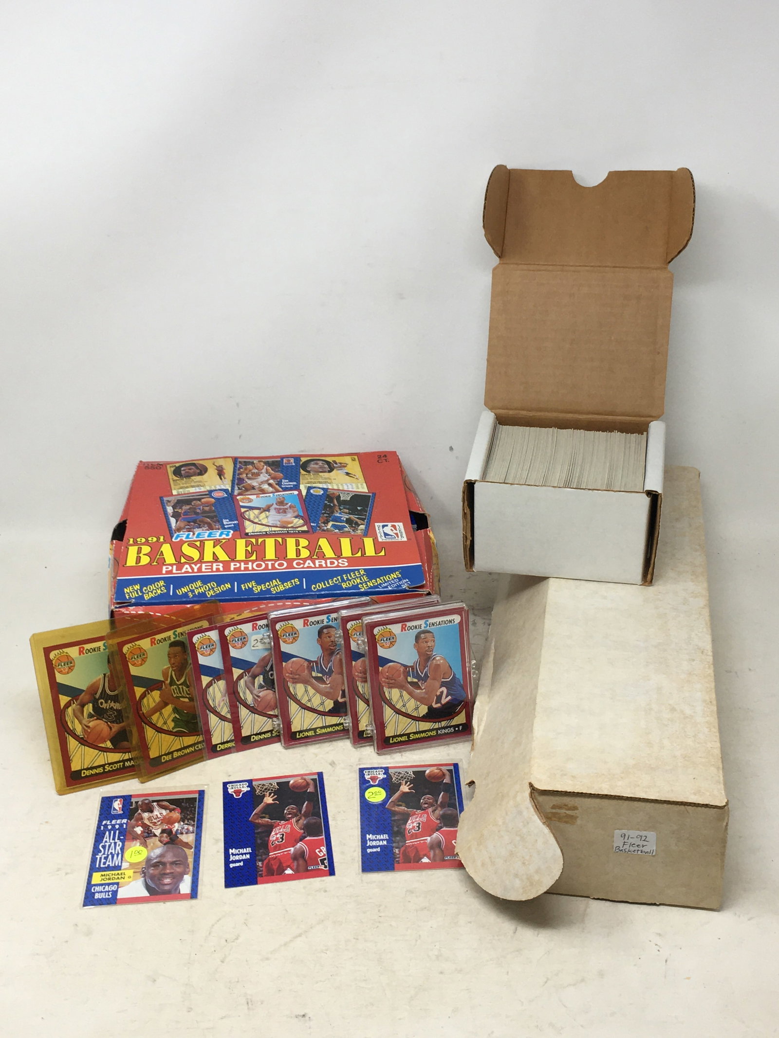 Group of 1991-92 Fleer Basketball Cards, With Jordans: Group of 1991-92 Fleer Basketball Cards, With Jordans. Incl. 1-240 complete, Rookie Sensations 10-card complete set, near complete set (no #4) and extras/singles.