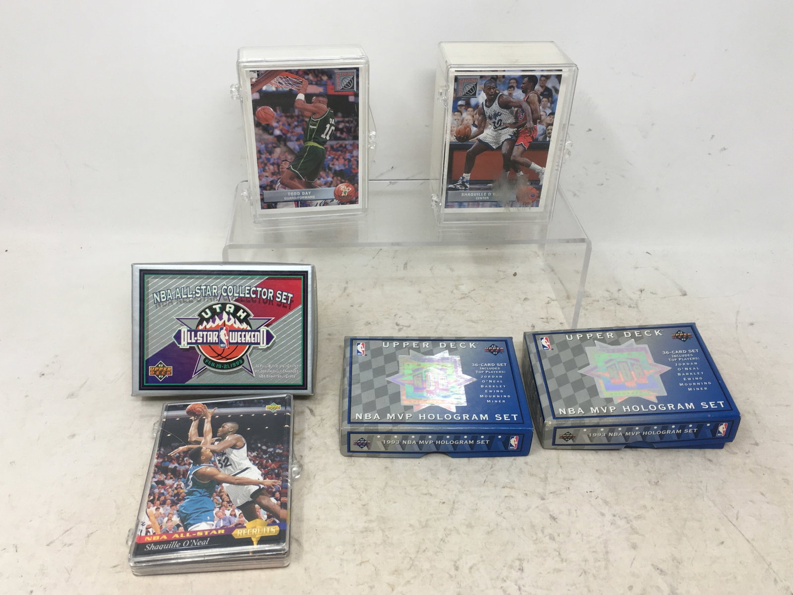 1993 Upper Deck Basketball Cards: 1993 Upper Deck Basketball Cards. 2 boxes NBA MVP Hologram Set, near complete set w/ singles; NBA All-Star Collector Set , All-Star Weekend, in box, near complete w/ singles; Future Force set, no #10,