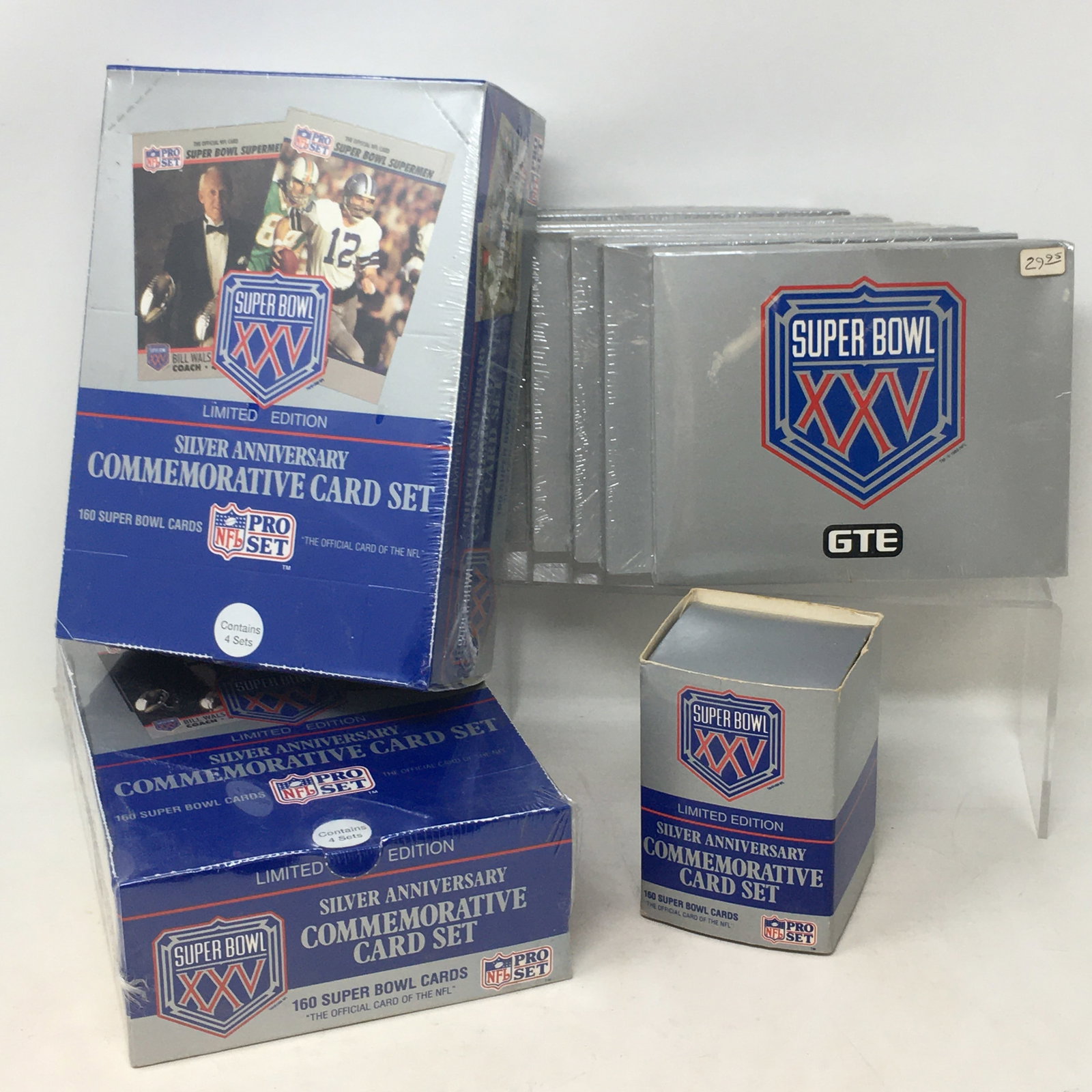 1989 NFL Pro Set Super Bowl XXV Silver Anniversary Commemorative Card Set, Sealed Boxes (1 of 2)