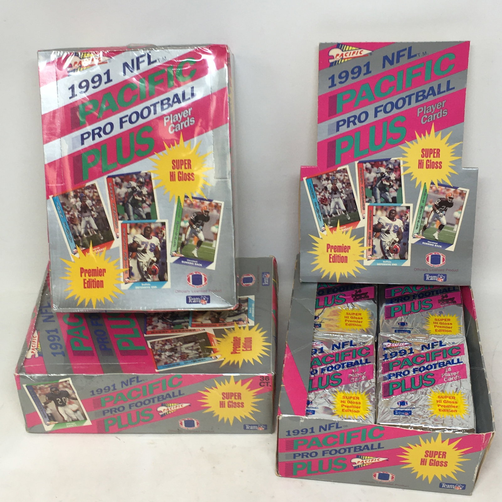 1991 Pacific Plus Football, (2) Sealed Boxes + (33) Packs (1 of 1)