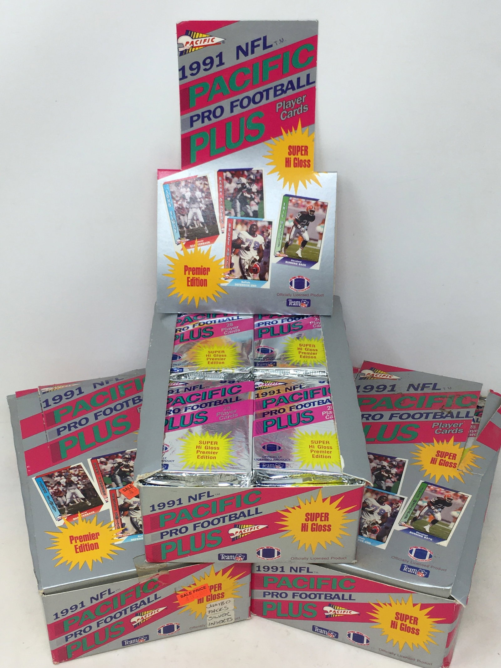 1991 Pacific Plus Football, (3) Full Boxes, Sealed Packs (1 of 3)
