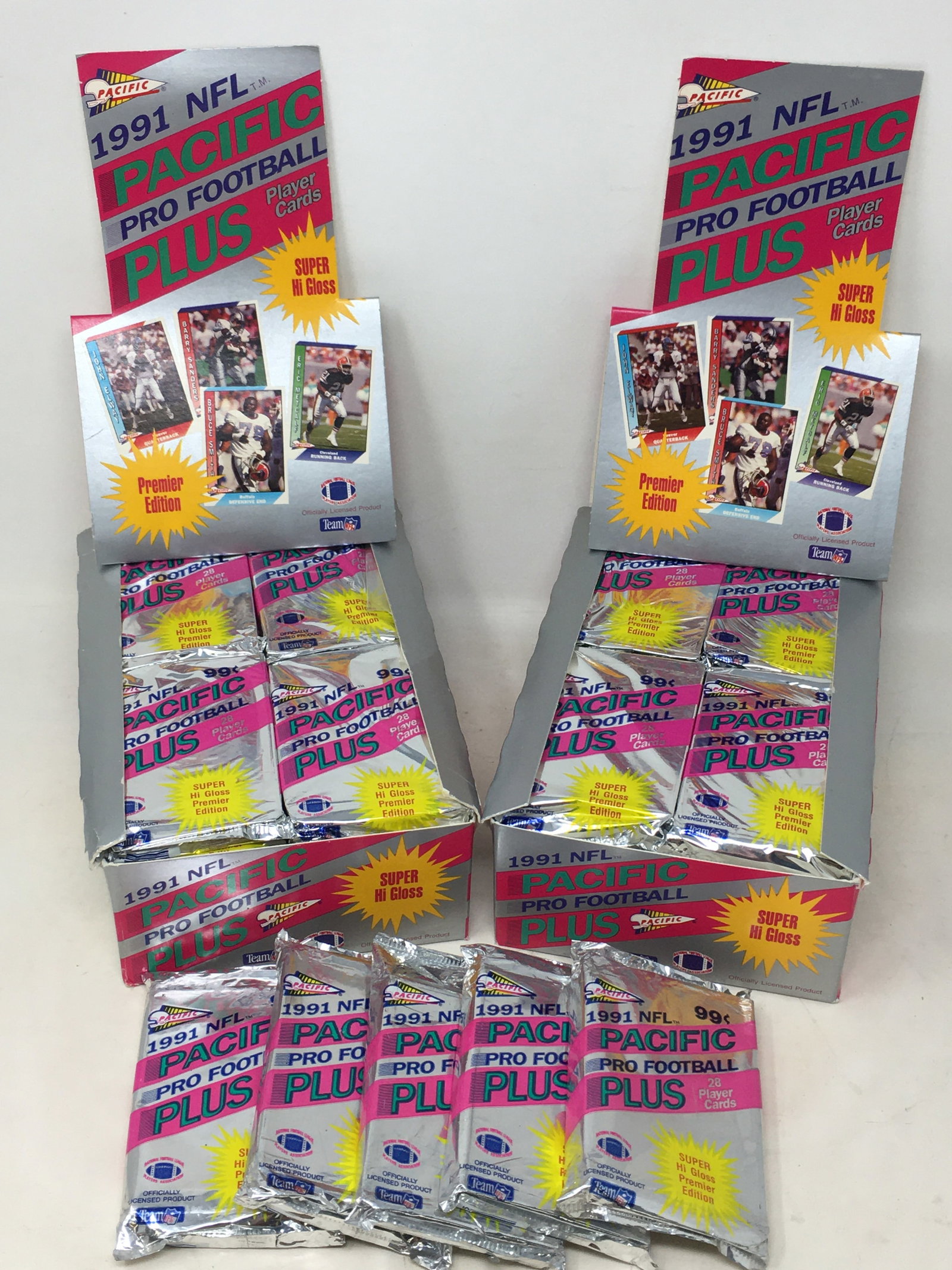 1991 Pacific Plus Football, (2) Full Boxes, + (5) Packs (1 of 1)