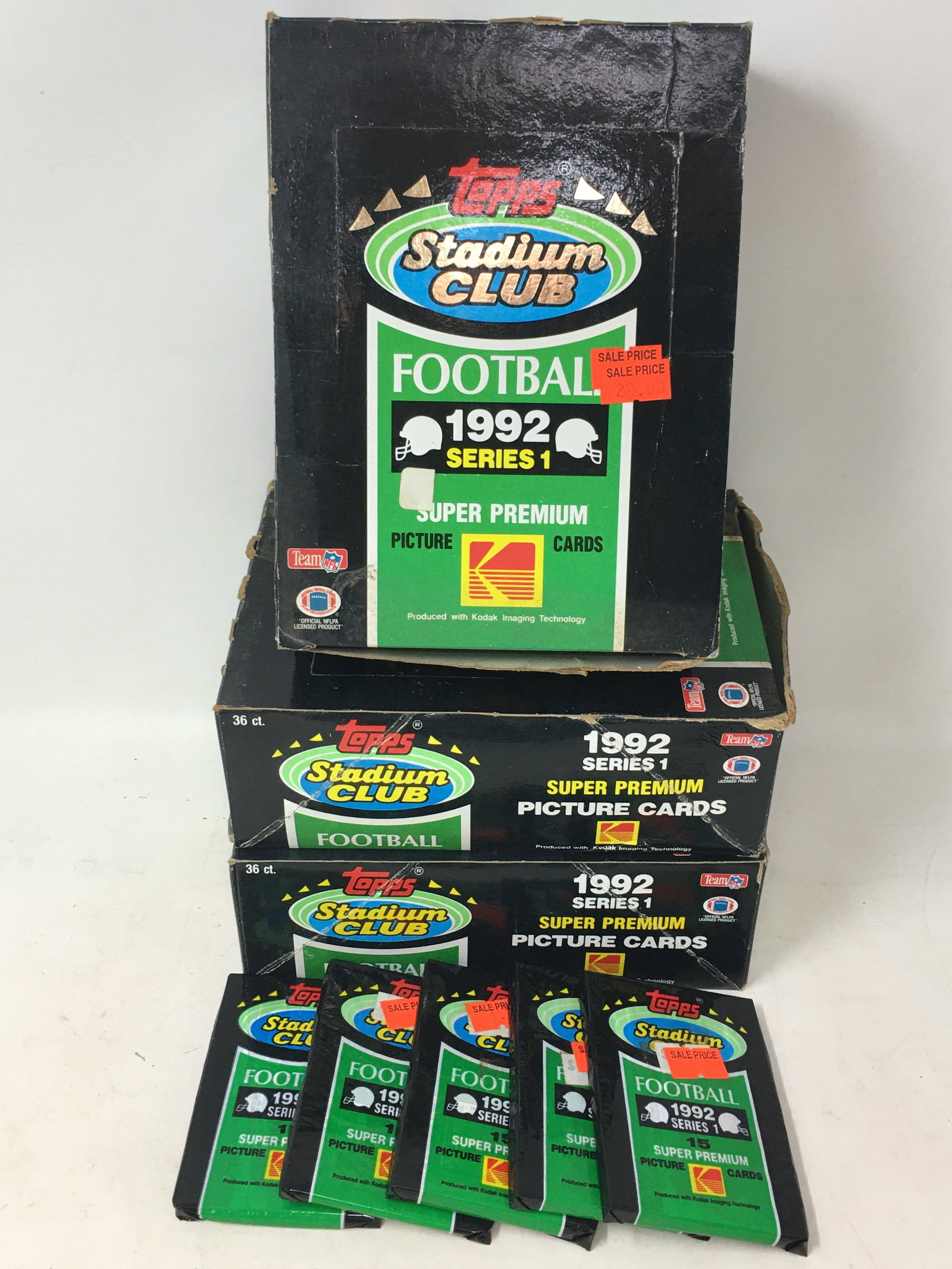 1992 Topps Stadium Club Football, Series 1, (3) Full Boxes (1 of 2)