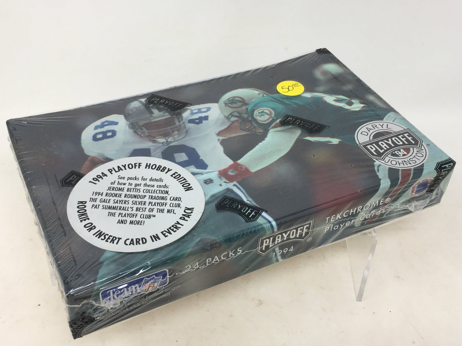 1994 Playoff Hobby Edition NFL Football, Sealed Box: 1994 Playoff Hobby Edition NFL Football Cards, Daryl Johnston, Sealed Box, 24 Packs, Tekchrome Player Cards