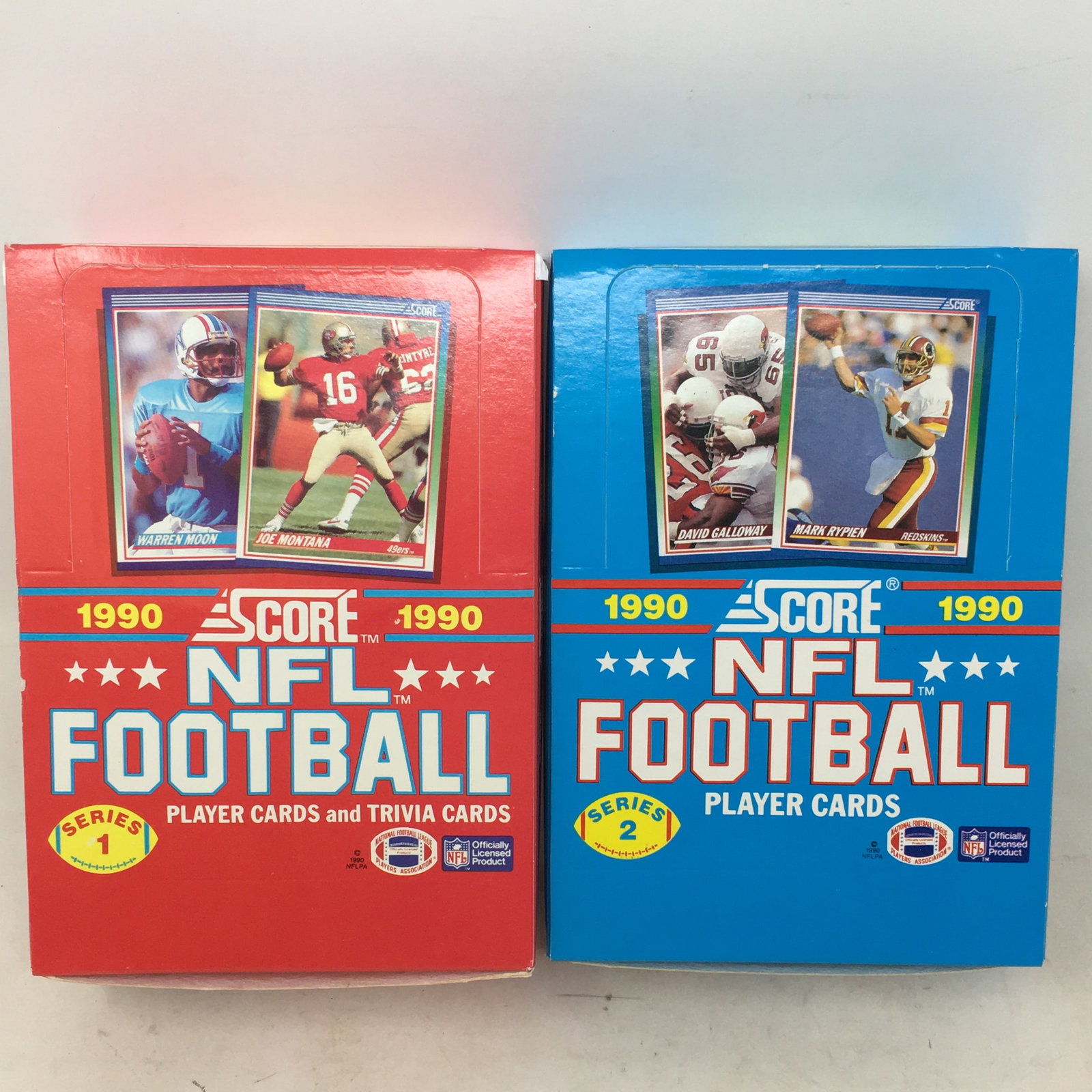1990 Score NFL Football, Series 1 & 2, Full Boxes: 1990 Score NFL Football, Series 1 & 2, Full Boxes, 36 Sealed Packs/Box