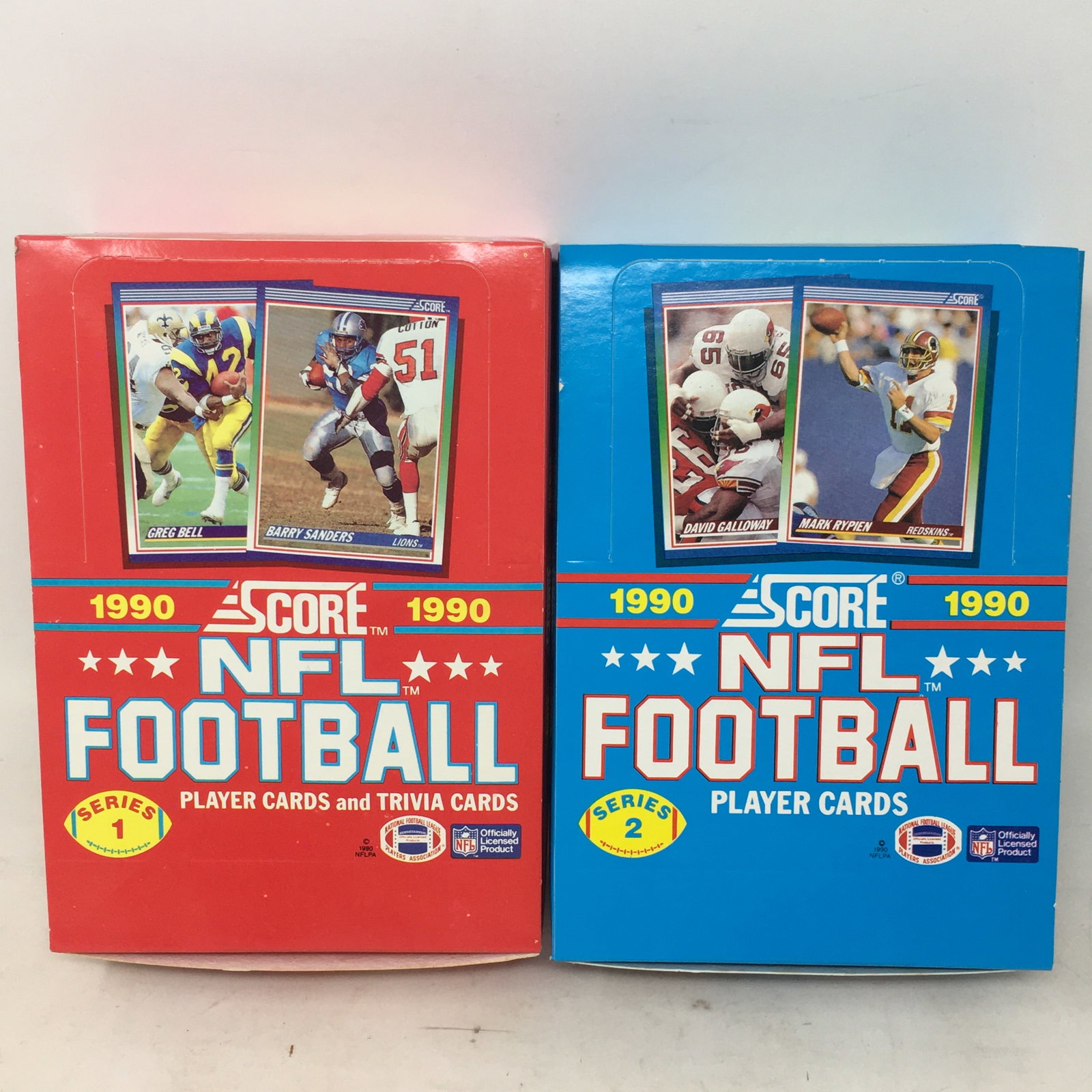 1990 Score NFL Football, Series 1 & 2, Full Boxes: 1990 Score NFL Football, Series 1 & 2, Full Boxes, 36 Sealed Packs/Box