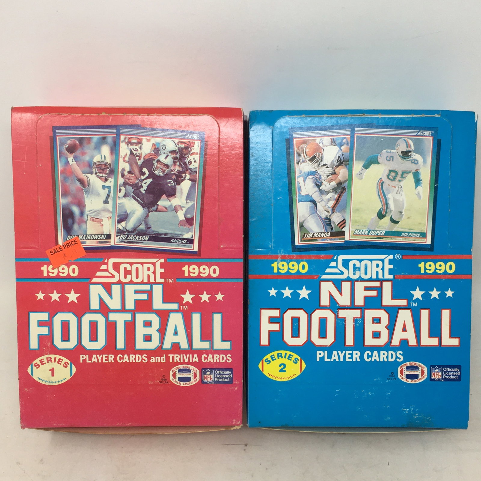 1990 Score NFL Football, Series 1 & 2, Full Boxes: 1990 Score NFL Football, Series 1 & 2, Full Boxes, 36 Sealed Packs/Box