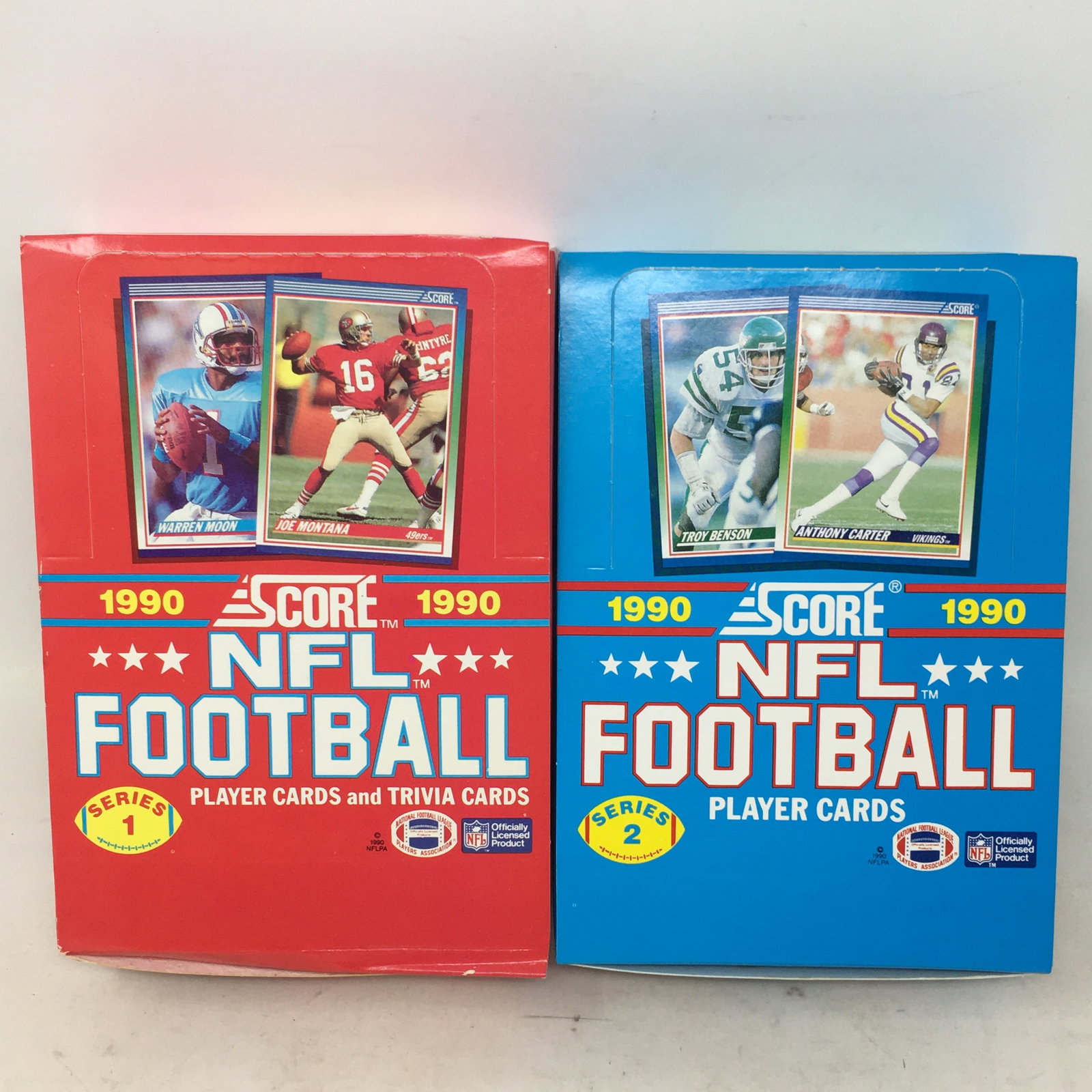 1990 Score NFL Football, Series 1 & 2, Full Boxes: 1990 Score NFL Football, Series 1 & 2, Full Boxes, 36 Sealed Packs/Box