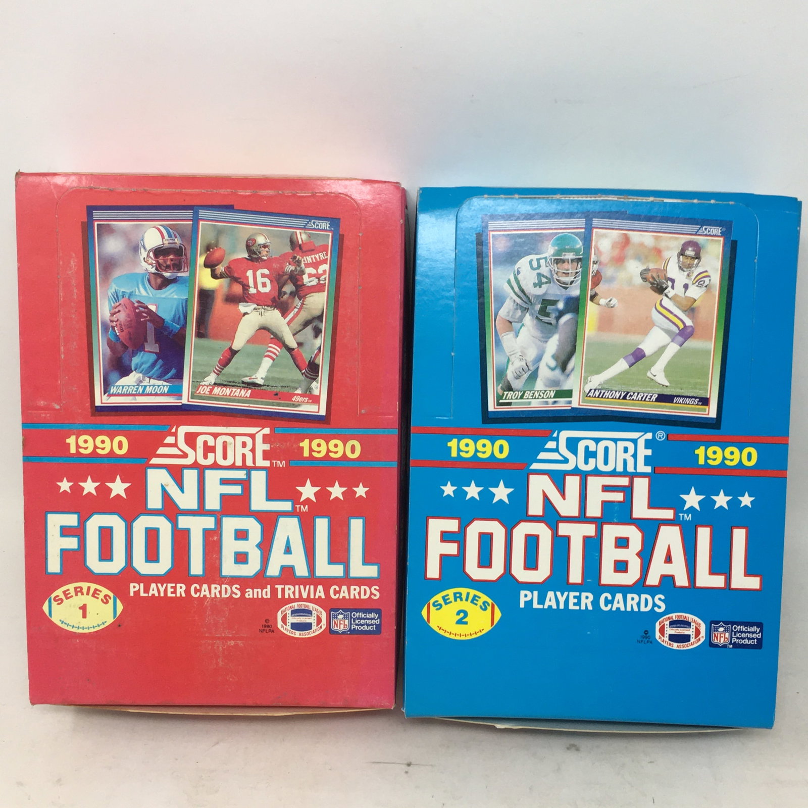 1990 Score NFL Football, Series 1 & 2, Full Boxes: 1990 Score NFL Football, Series 1 & 2, Full Boxes, 36 Sealed Packs/Box