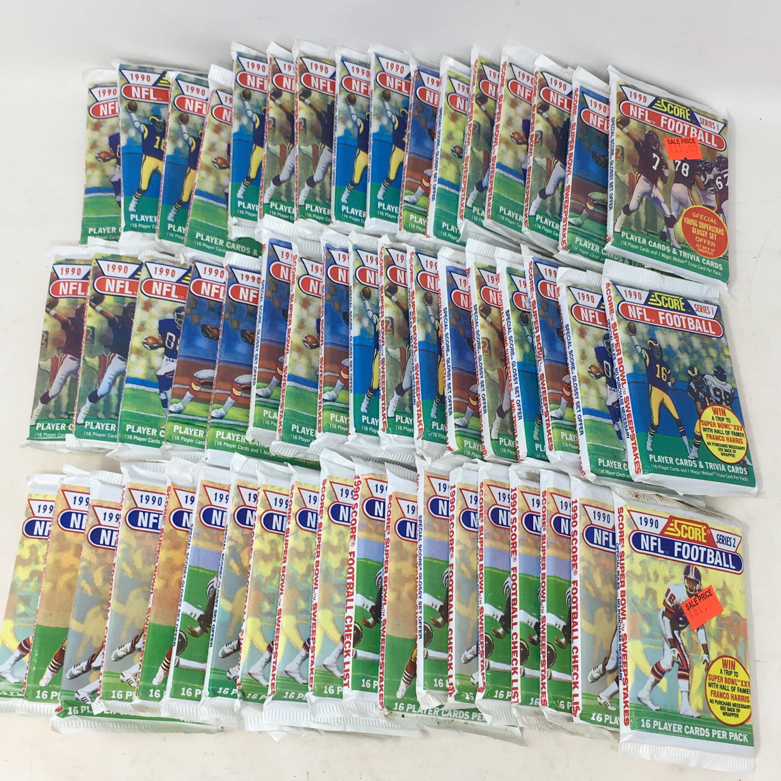 1990 Score NFL Football, Series 1 & 2, (52) Packs (1 of 2)