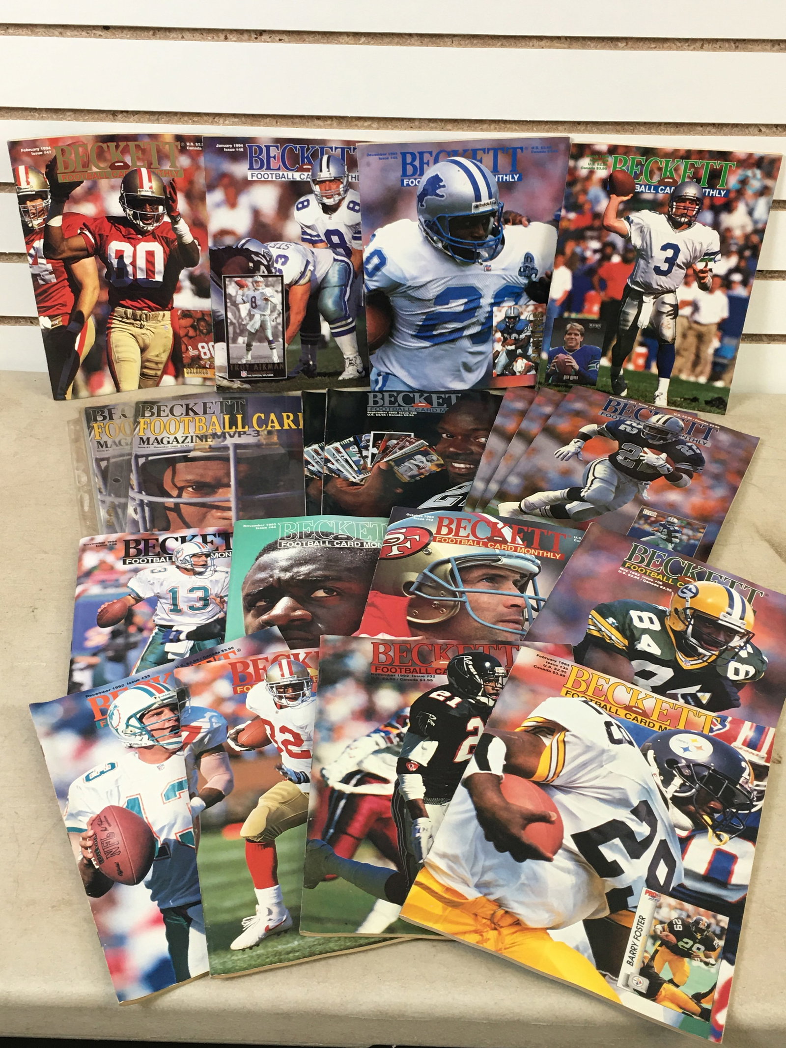 (19) Beckett Football Card Monthly Magazines, 1989-1994 (1 of 4)