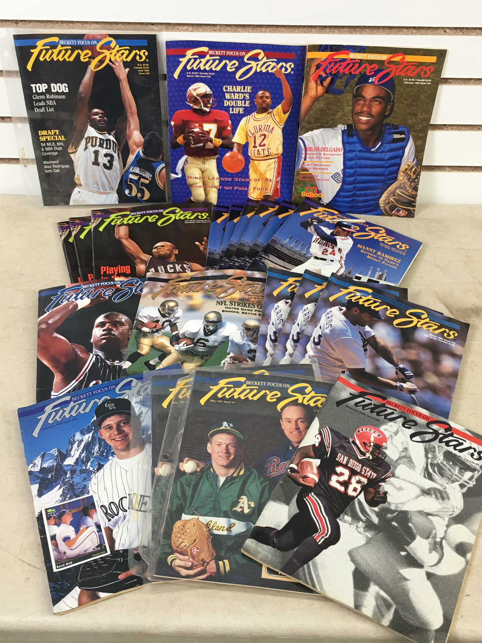 (21) 1990s Beckett Focus on Future Stars Magazines: (21) 1990s Beckett Focus on Future Stars Magazines, 1991-1994. Baseball, basketball, football.