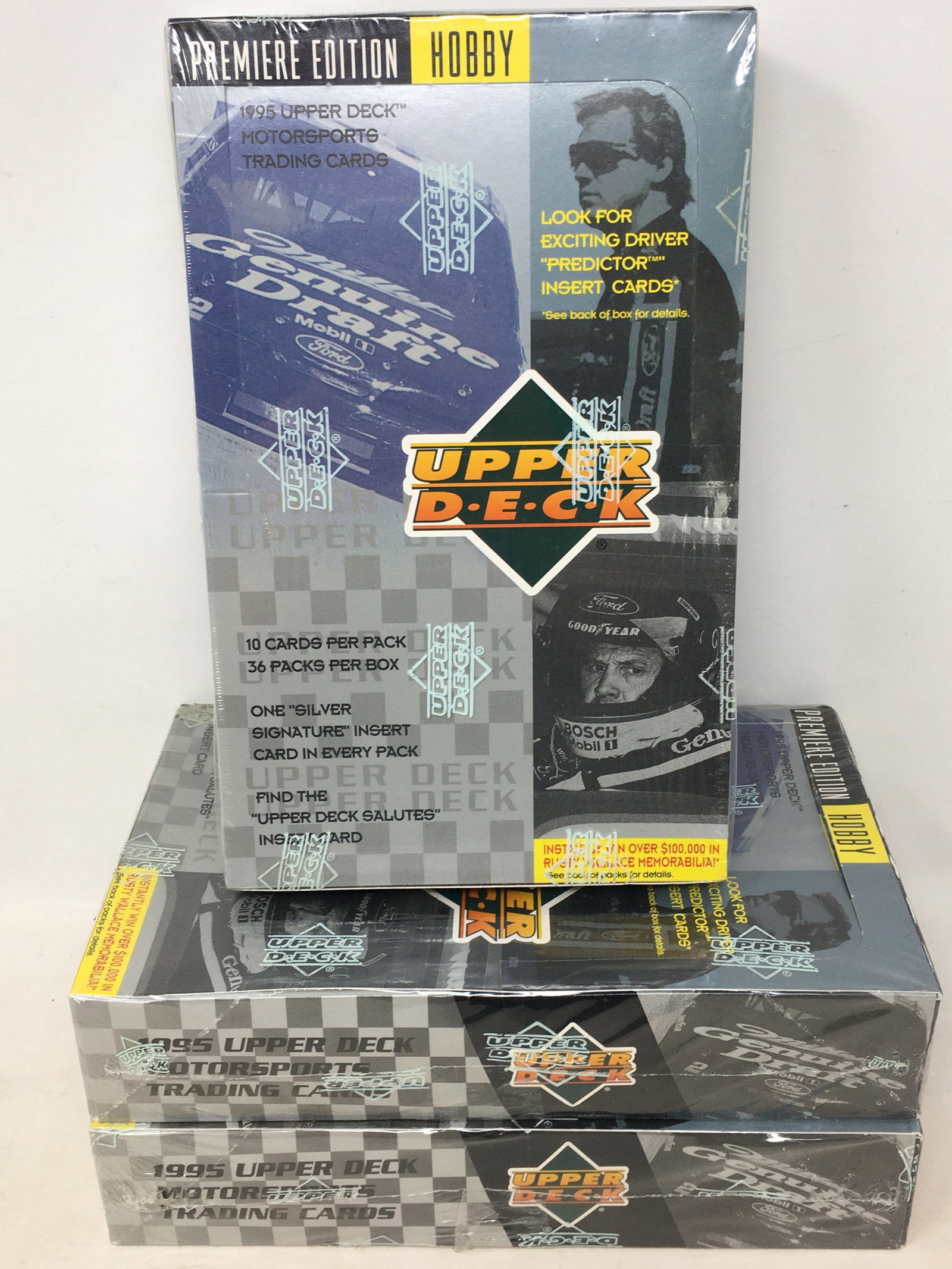 (3) 1995 Upper Deck Motorsports Cards Hobby Boxes, Sealed: (3) 1995 Upper Deck Motorsports Cards Hobby Boxes, Sealed. (36) Packs/Box