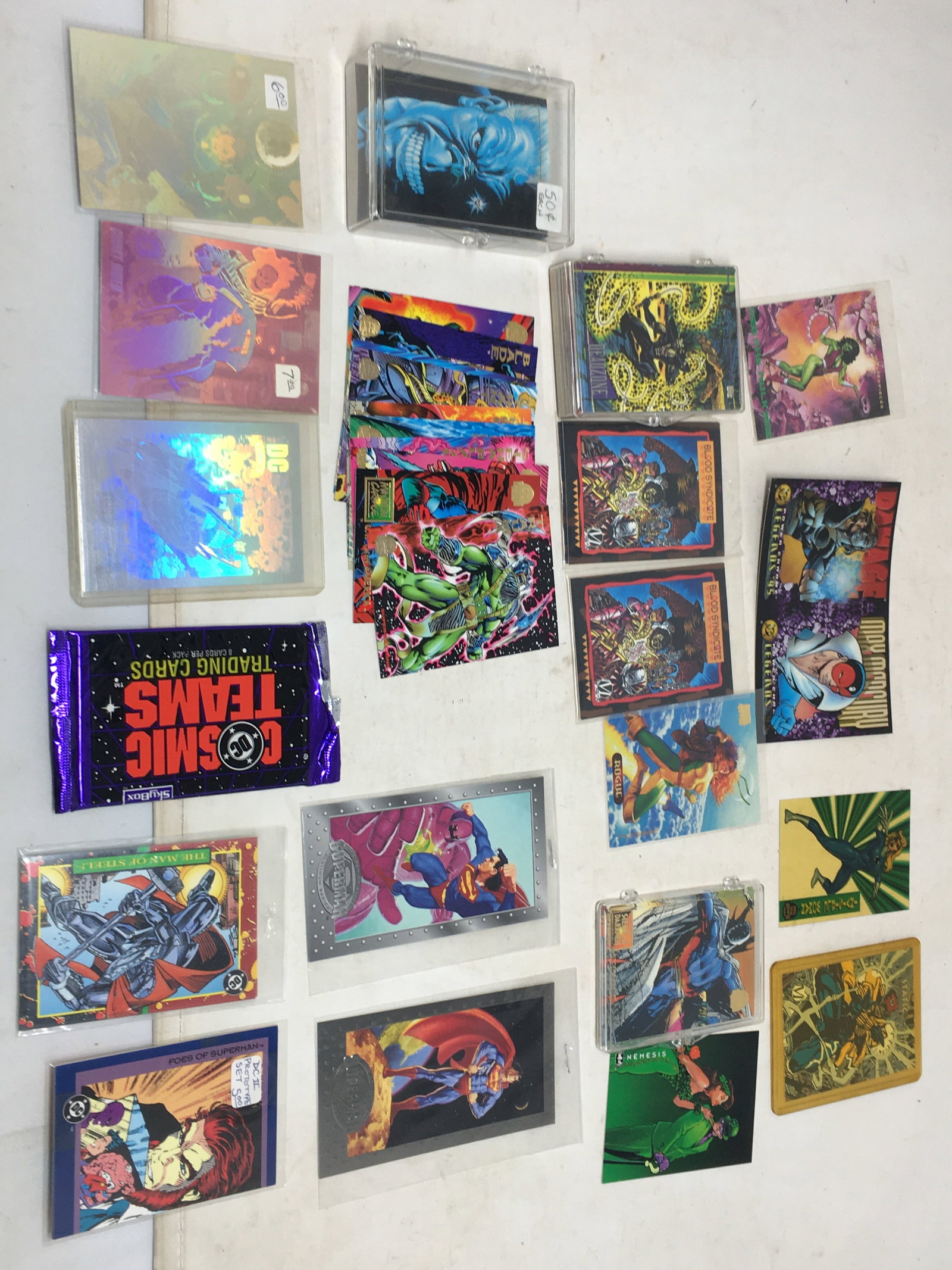 Mixed Lot of 1993-94 Marvel & DC Comics Superheroes Cards: Mixed Lot of 1993-94 Marvel & DC Comics Superheroes Collector Cards