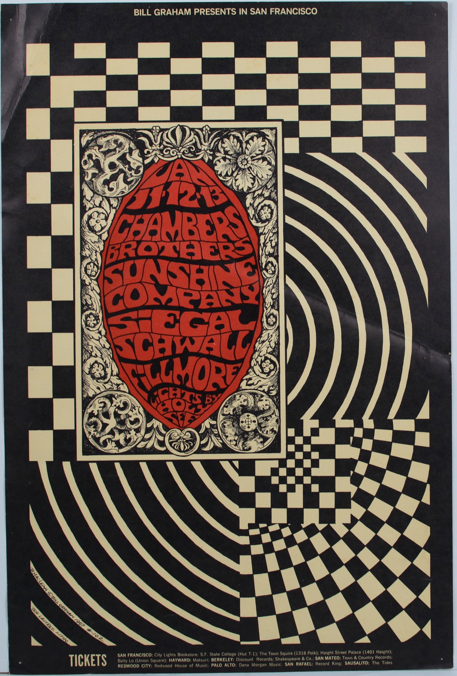 1967 Bill Graham Presents Concert Poster - Chambers Brothers, Sunshine Company, Siegal-Schwall (1 of 14)