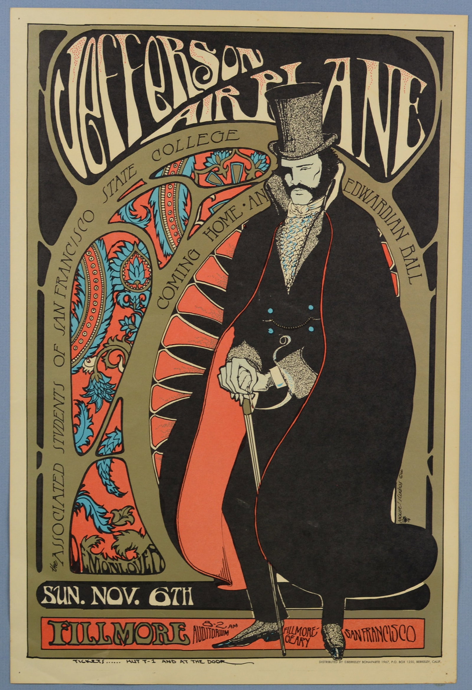 1966 Jefferson Airplane Edwardian Ball Concert Poster - Fillmore Auditorium - Berkeley Bonaparte (1 of 8)