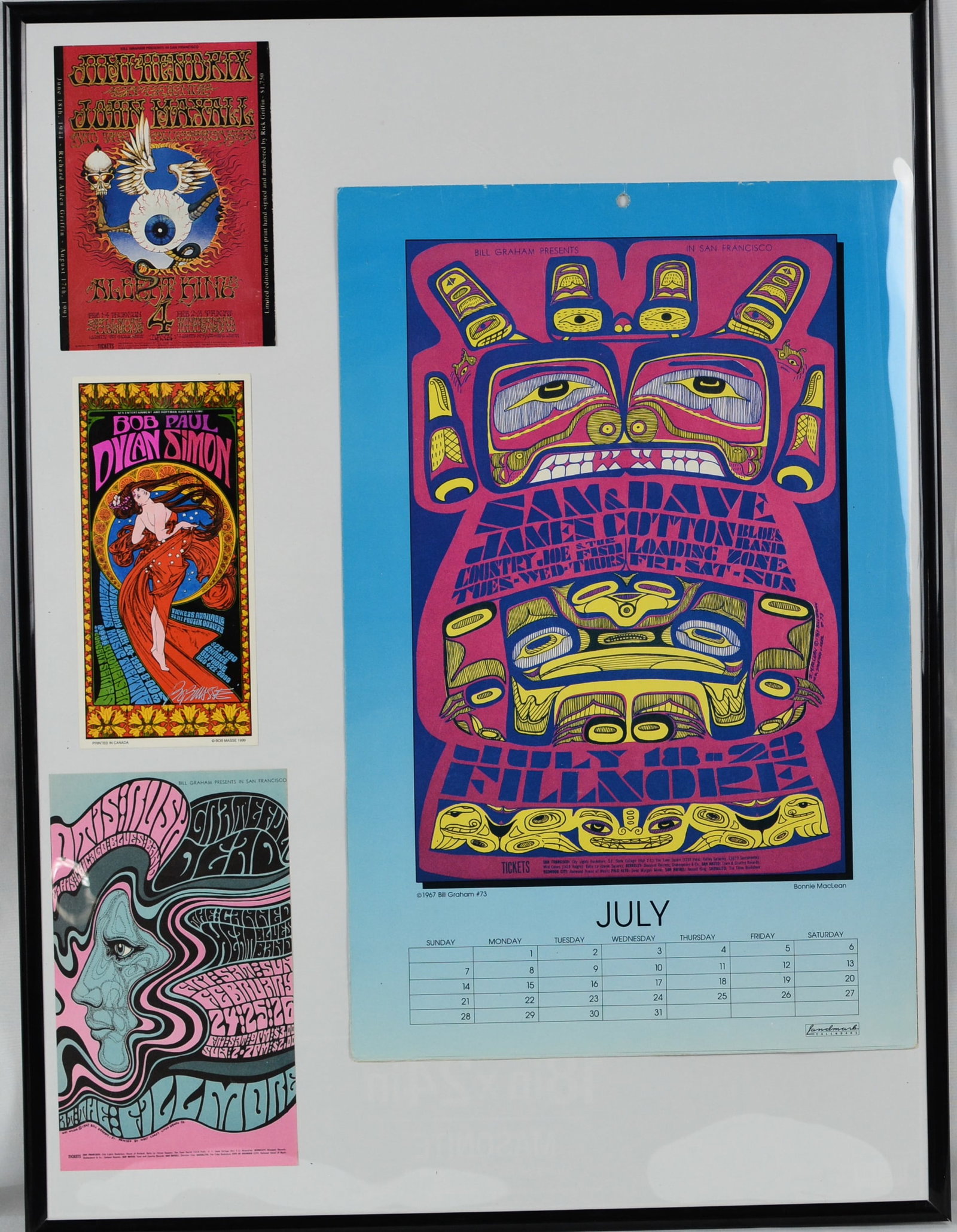 Psychedelic Concert Memorabilia - Fillmore / Hendrix / Dylan / Association - Framed (1 of 5)