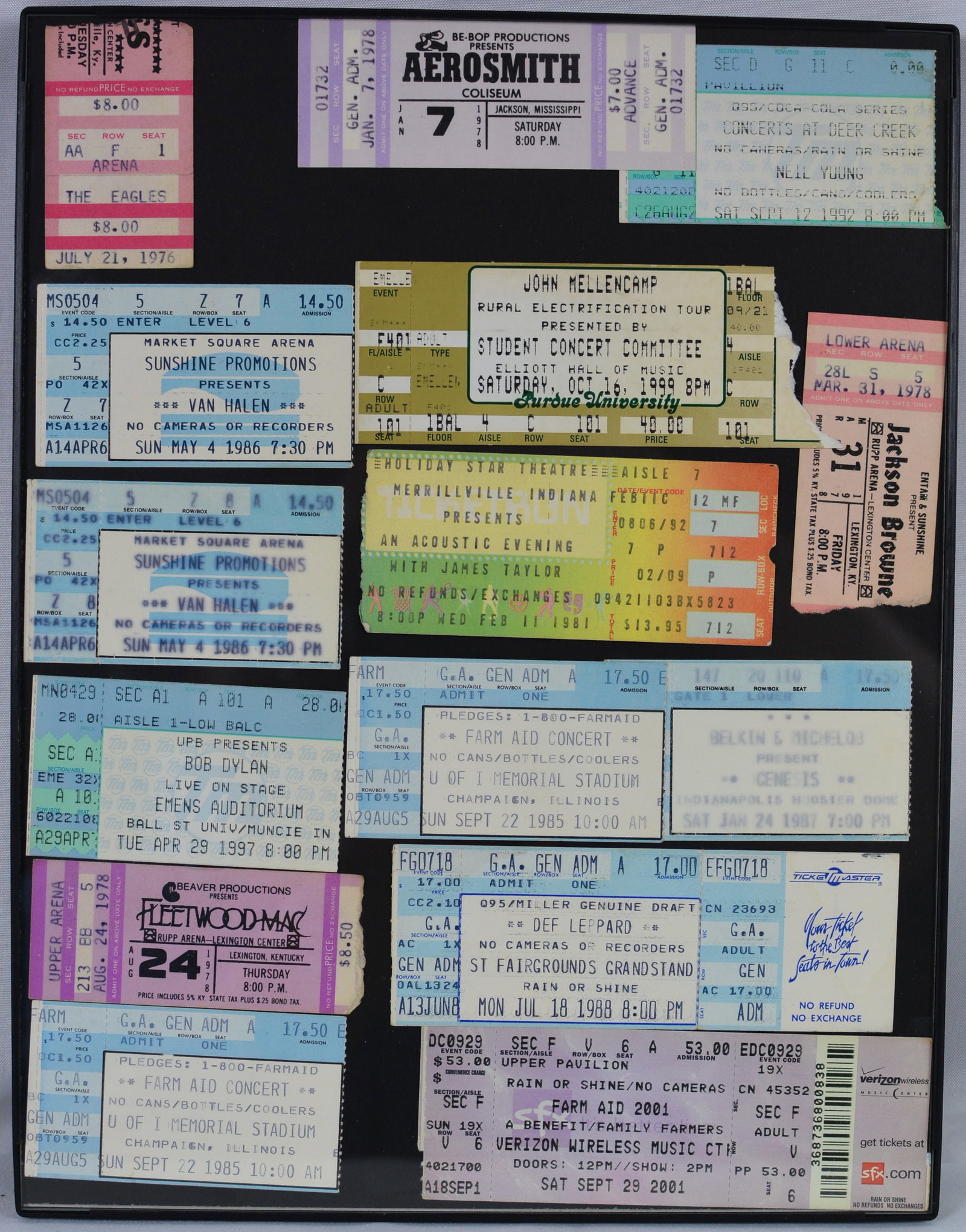 Framed Collection of Vintage Rock Concert Ticket Stubs (1 of 4)