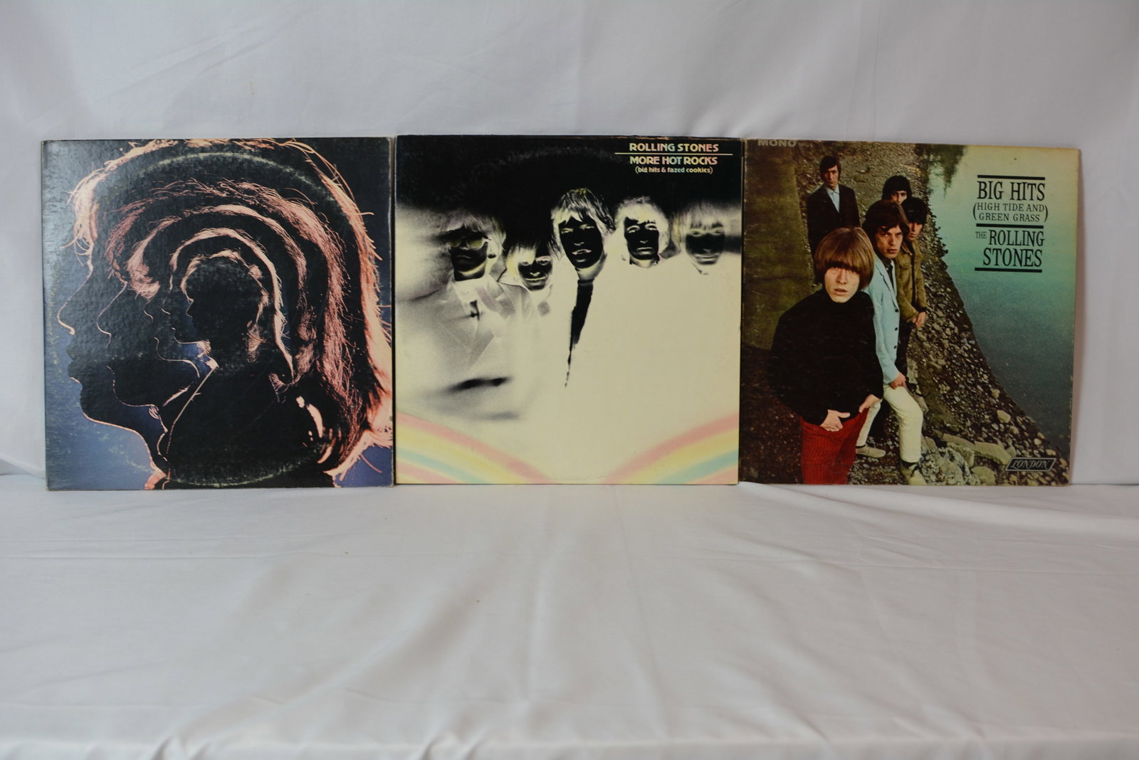 Rolling Stones Vintage Vinyl LP Collection - Hot Rocks, More Hot Rocks & Big Hits: Large vintage Rolling Stones vinyl LP collection featuring three classic compilation albums spanning the band's greatest hits and early recordings. Includes double LP sets with original London Records