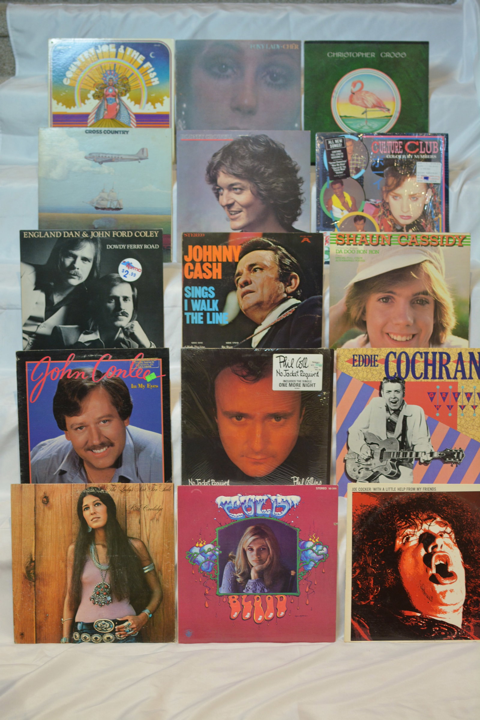 Mixed Vintage Vinyl LP Collection - Johnny Cash, Culture Club, Phil Collins, Joe Cocker & More (1 of 8)