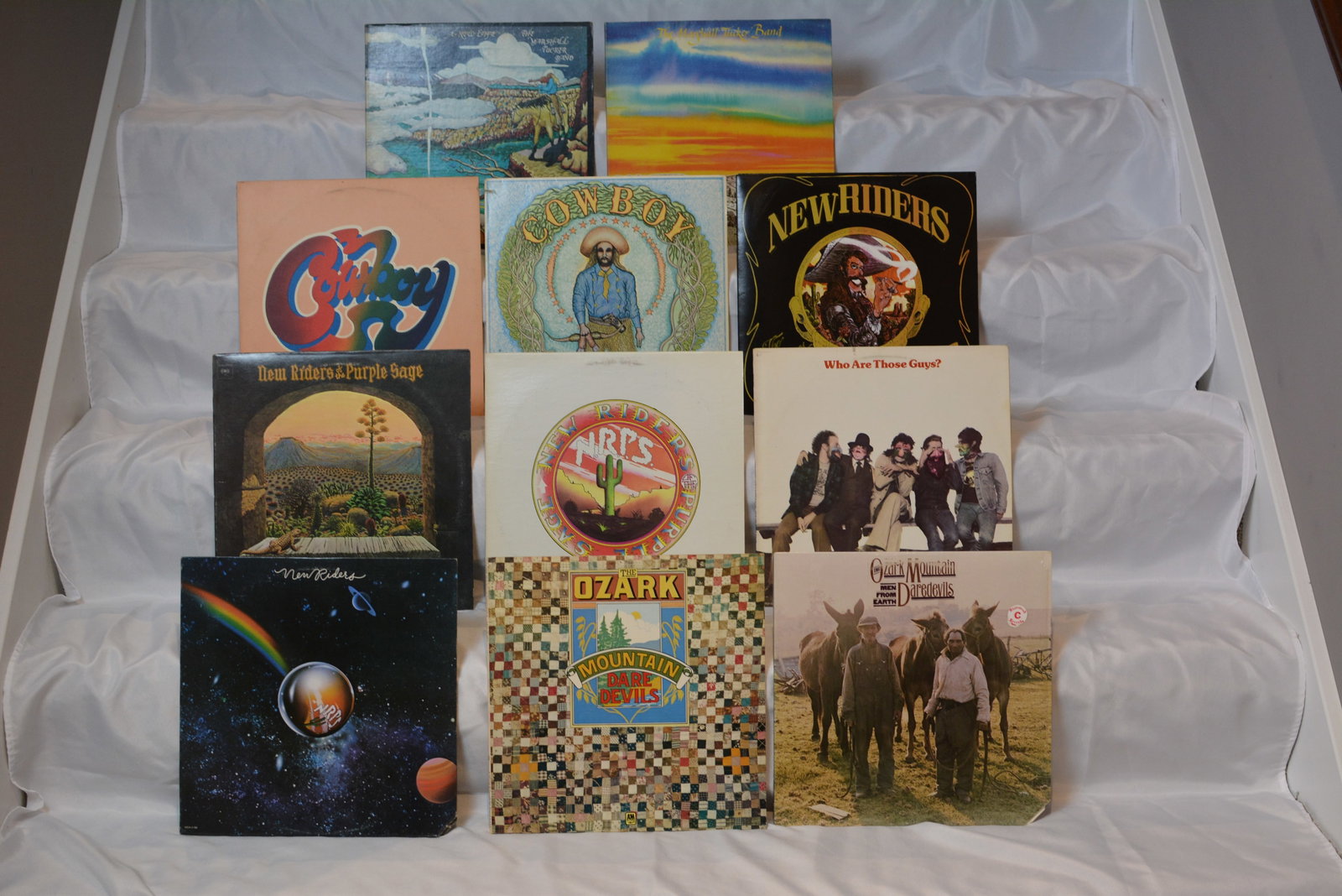 Country Rock & Southern Rock Vinyl Collection NRPS / Cowboy / Ozark Mountain Daredevils / Marshall: Vintage country rock & southern rock vinyl collection featuring albums from New Riders of the Purple Sage, Cowboy, Ozark Mountain Daredevils, Marshall Tucker Band, and Pure Prairie League. Nice mix of