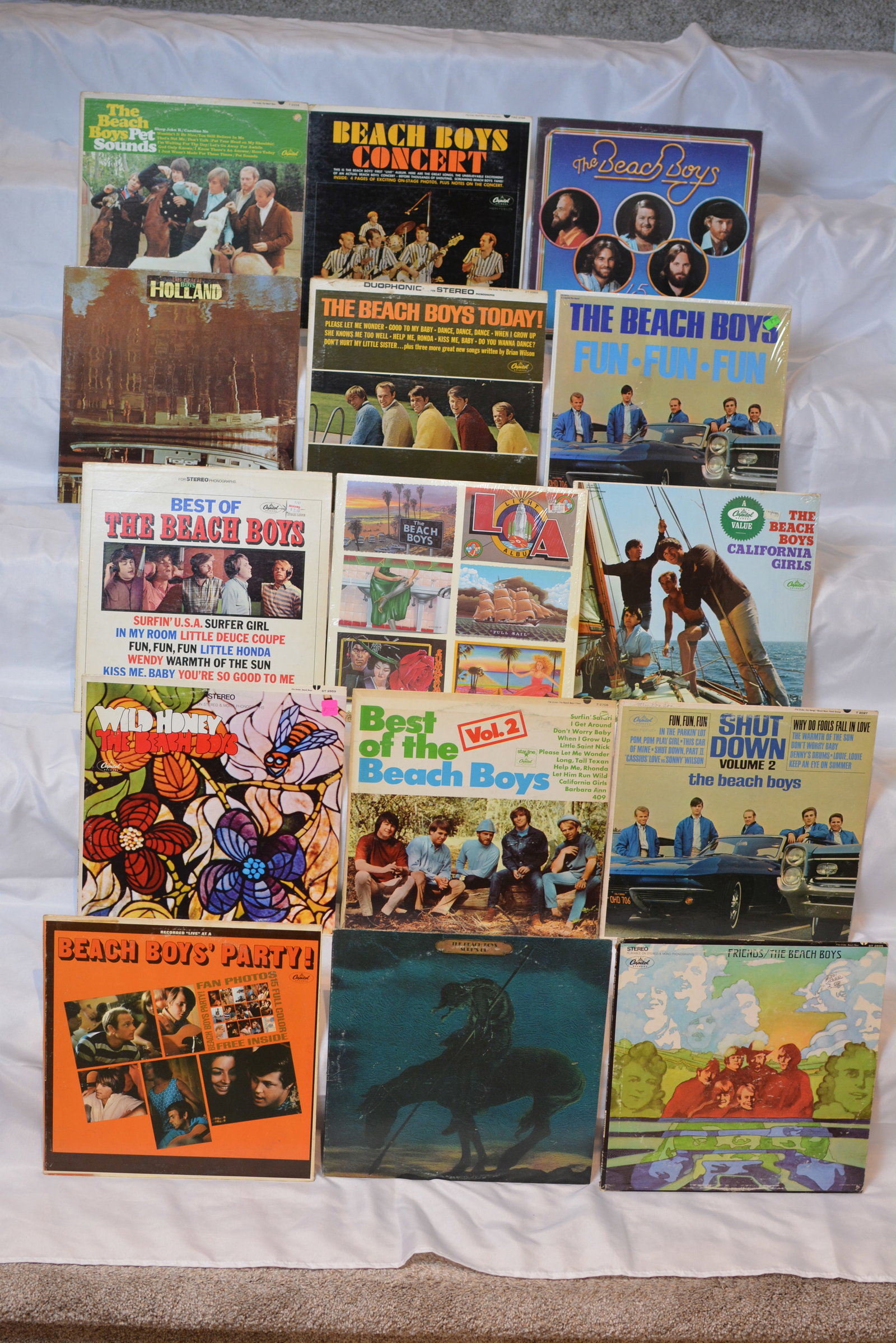 Beach Boys Vintage Vinyl Collection - Classic Albums & Surf Rock Favorites: Vintage Beach Boys vinyl record collection featuring a wide mix of classic albums spanning the bands surfrock, pop, and experimental eras. Includes several of their most popular and collectible releas