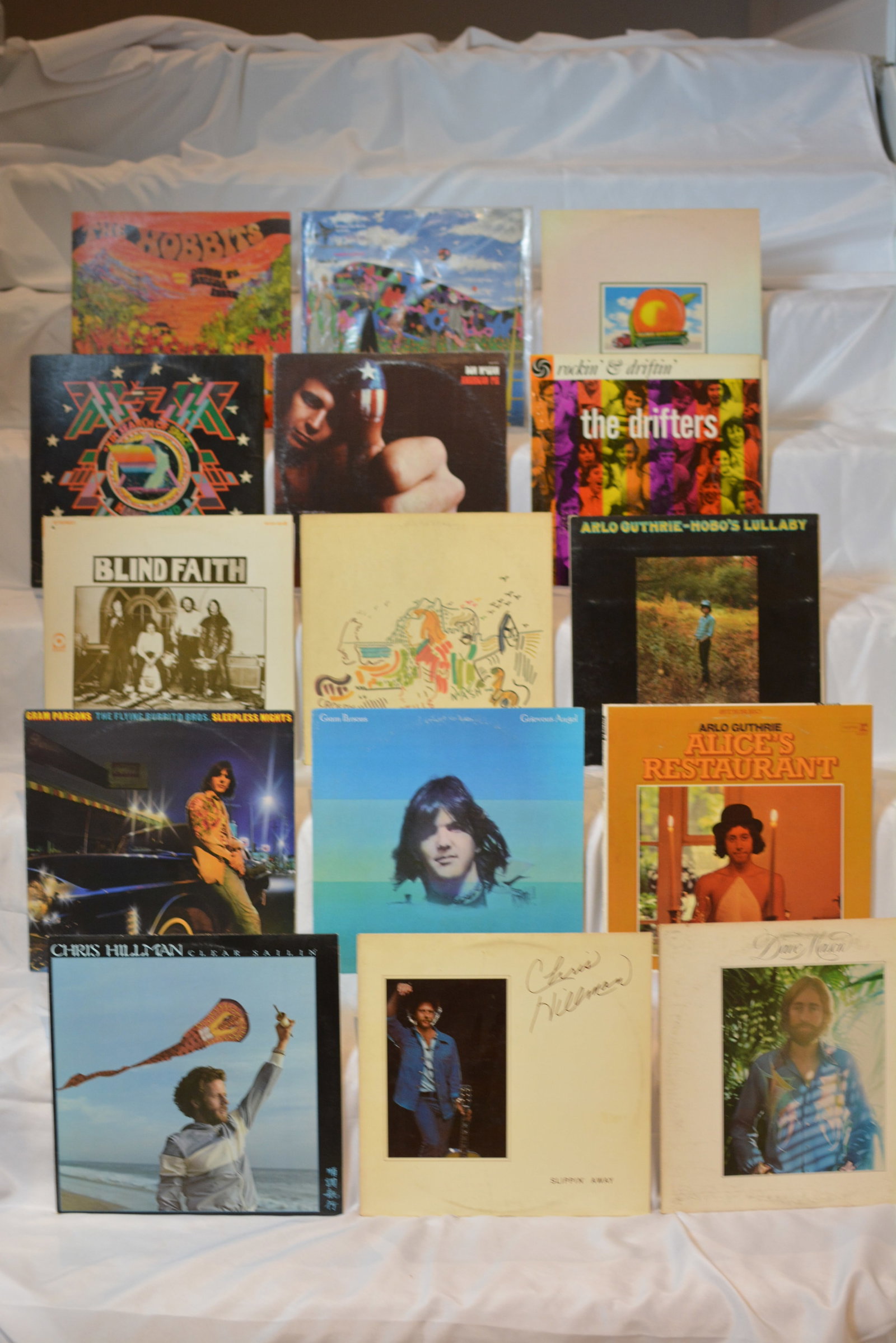 Classic Rock & Folk Vinyl LP Collection ? Blind Faith, Arlo Guthrie, Chris Hillman, Graham Parsons &: Eclectic vintage vinyl LP collection featuring classic rock, folk rock, country rock, blues rock, and singer-songwriter favorites from the 1960s through the 1980s.Artists/titles visible include:Blind 