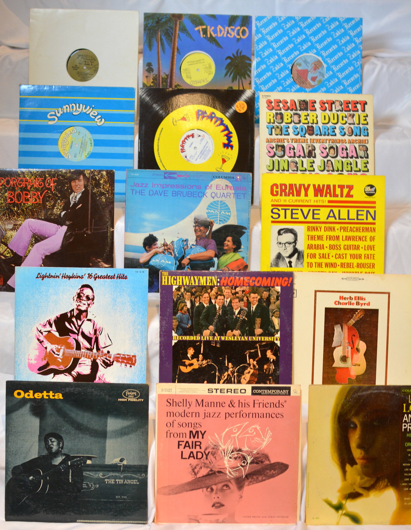 Vintage Jazz, Folk & Novelty Vinyl LP Lot ? Dave Brubeck, Odetta, Lightnin? Hopkins, Steve Allen & (1 of 7)