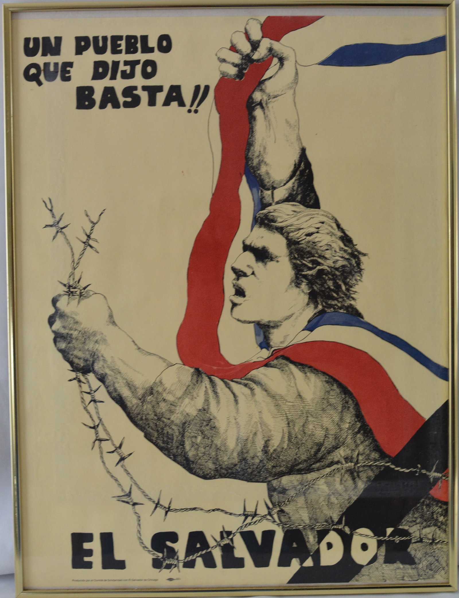 Vintage El Salvador Solidarity Propaganda Poster ? ?Un Pueblo Que Dijo Basta!!? ? Framed (1 of 2)