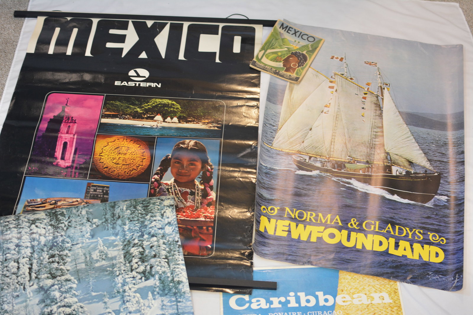 Vintage Travel Advertising Poster Lot ? Mexico, Caribbean, Canada, Newfoundland & Eastern Airlines (1 of 5)