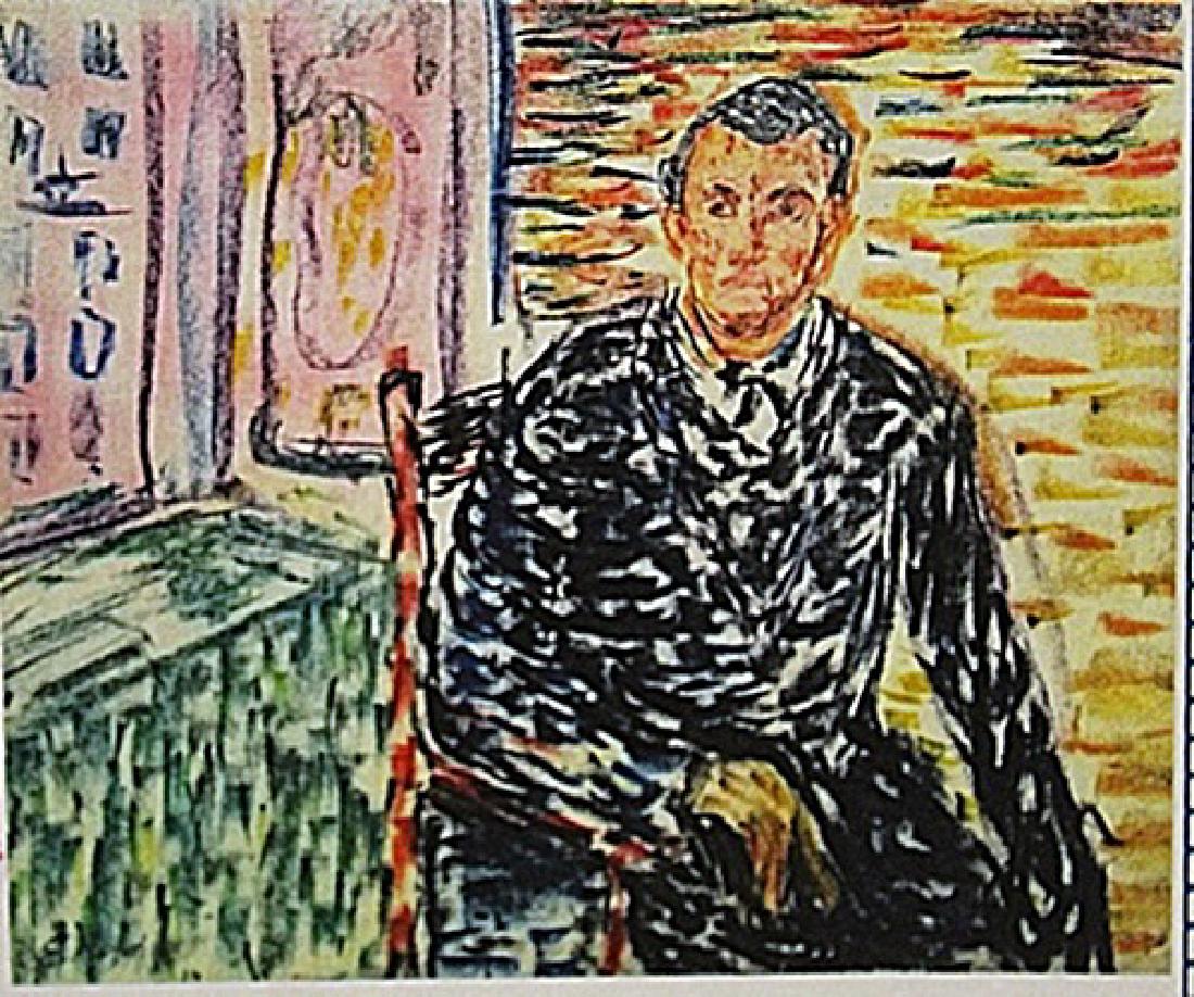 Edvard Munch -Self Portrait: Attributed to in the manner of Edvard Munch "Self Portrait" pastel on paper circa. 1899, private collection approx. 11x9in. in the manner of Edvard Munch was a prolific yet perpetually troubled artist